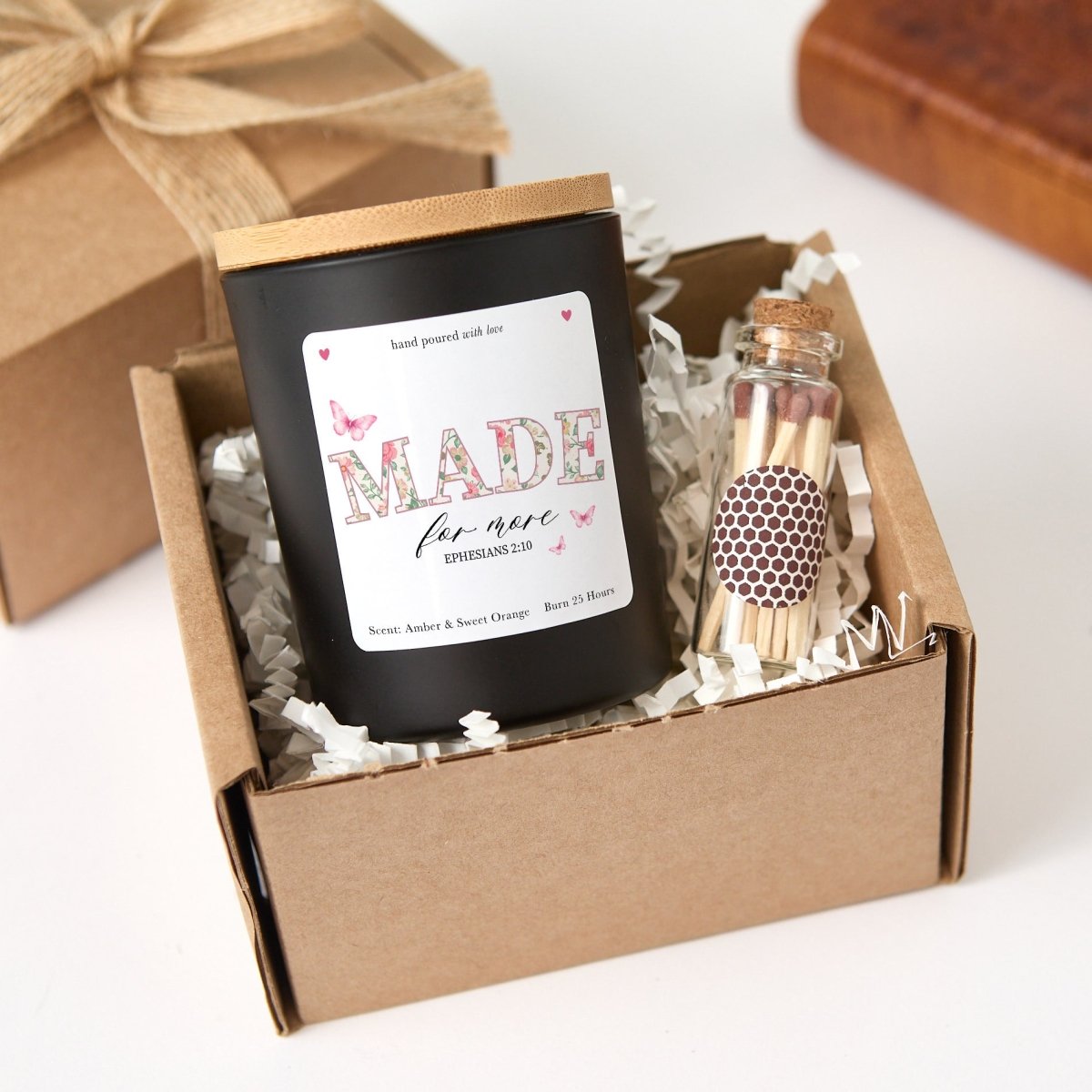 Made For More Candle, Ephesians 2:10 Christian Gift, Faith Encouragement Present With Gift Box And Matches