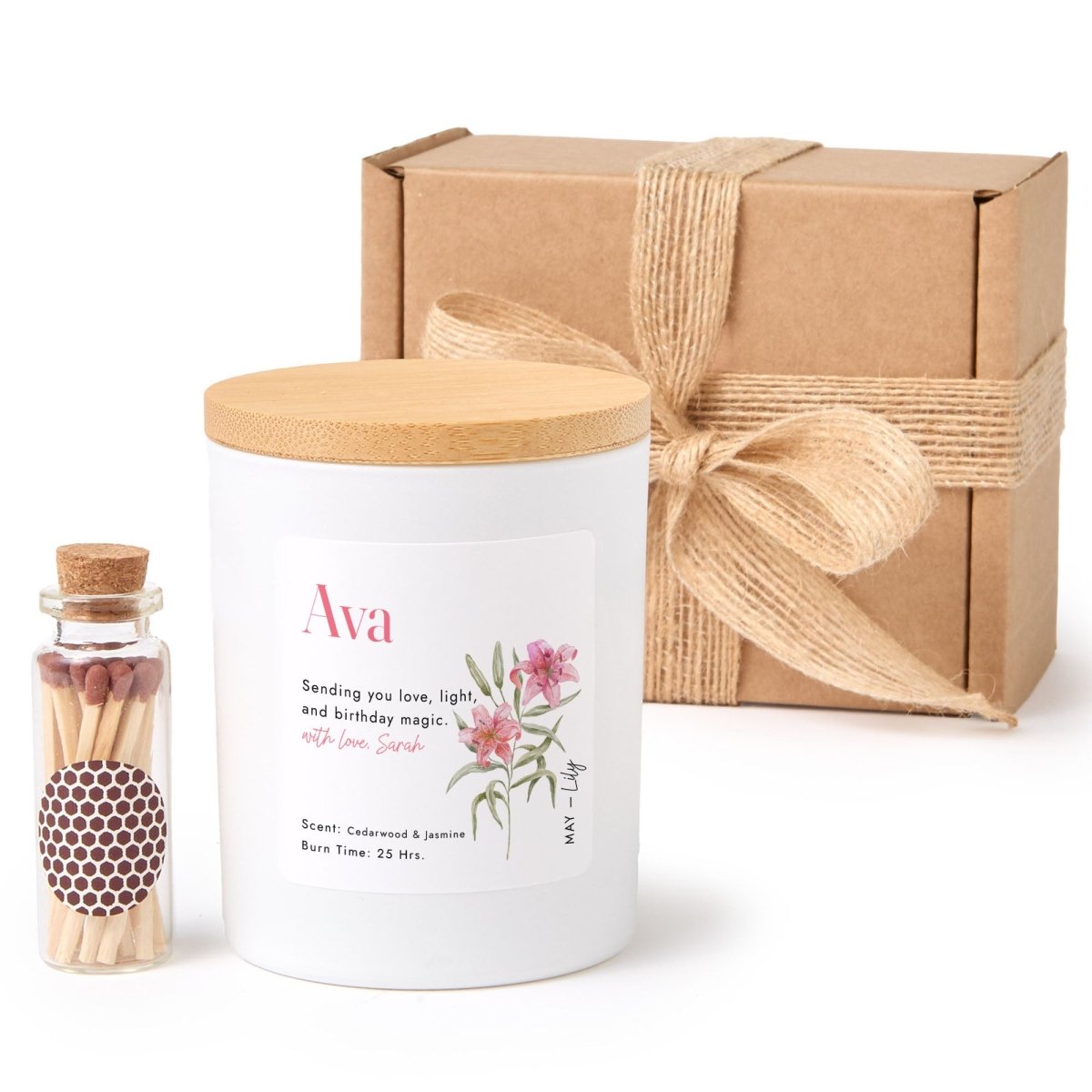 May Birth Flower Personalized Soy Candle Gift for Her Birthday Lily of Valley Floral Present, Comes with Matches Free Gift Wrap