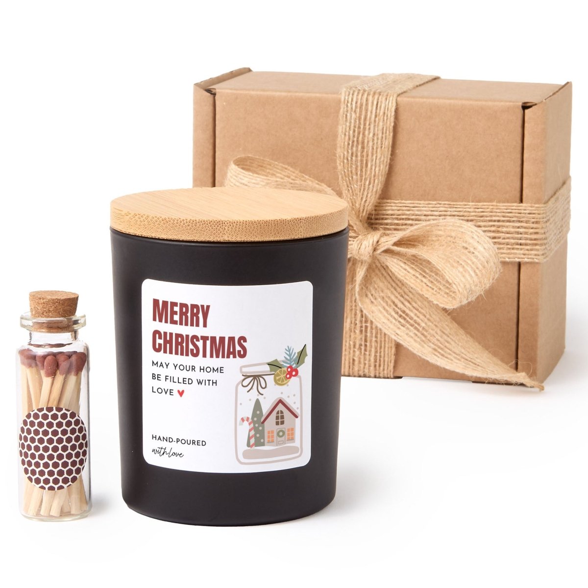 Merry Christmas Candle, May Your Home Be Filled With Love, Holiday Housewarming Gift in Free Ribboned Box