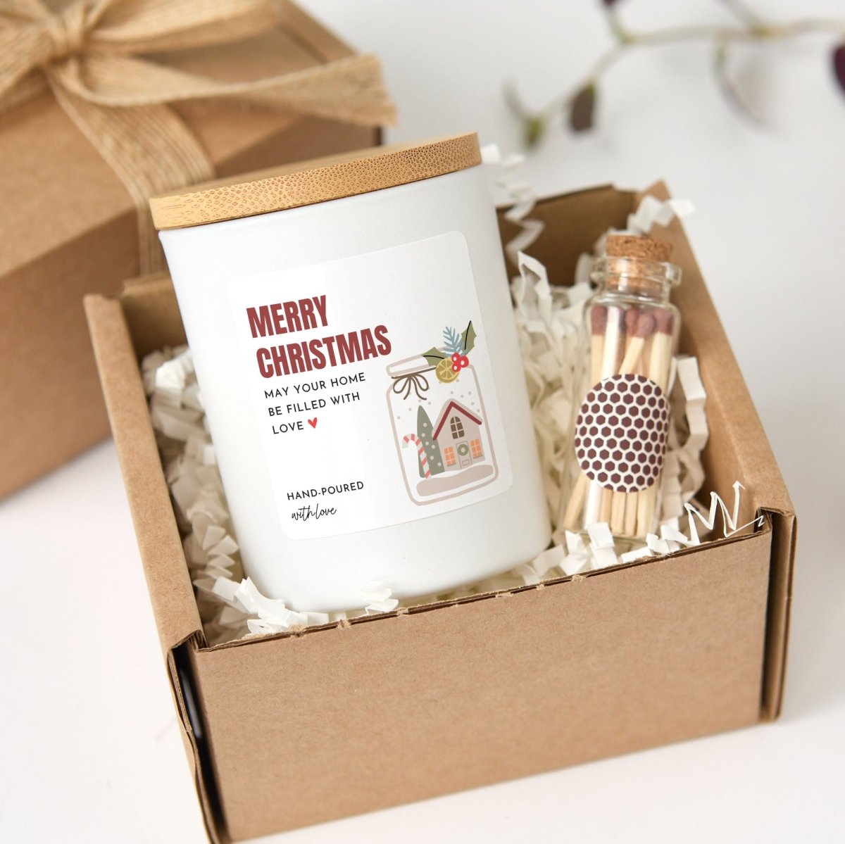 Merry Christmas Candle, May Your Home Be Filled With Love, Holiday Housewarming Gift in Free Ribboned Box
