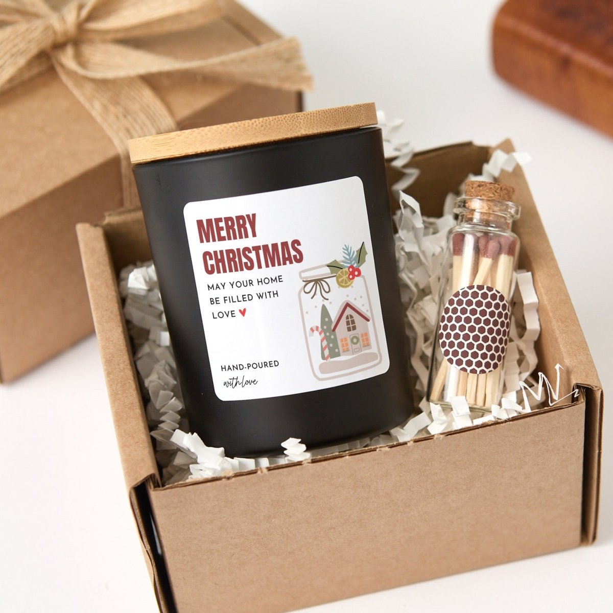 Merry Christmas Candle, May Your Home Be Filled With Love, Holiday Housewarming Gift in Free Ribboned Box