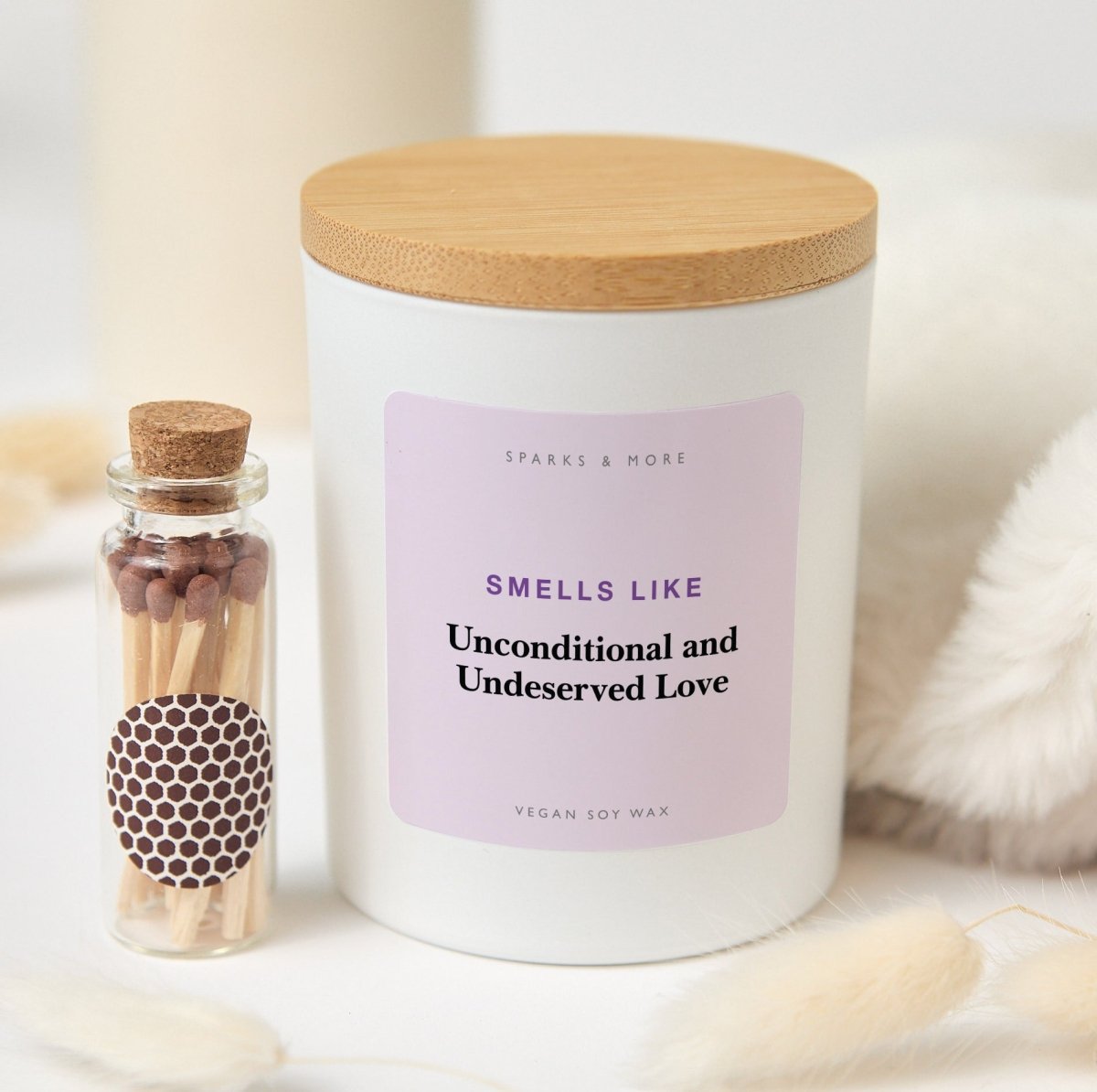 Mom Candle, Unconditional and Undeserved Love Gift from Daughter or Son, Soy Candle with Gift Box and Mini Matches