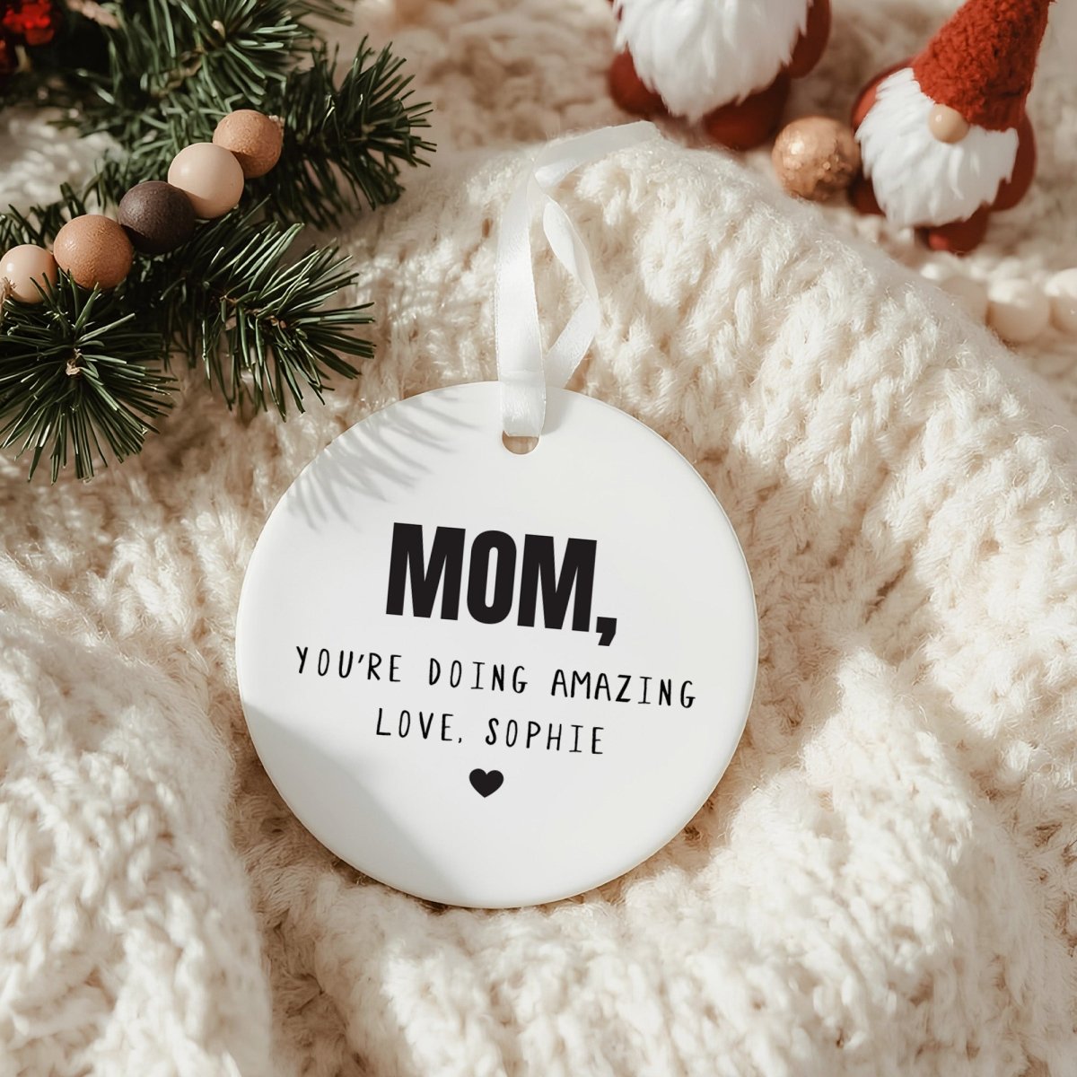 Mom’s Last Nerve Candle, Oh Look It’s on Fire; Personalized Encouragement Gift with Keepsake Ornament and Gift Box