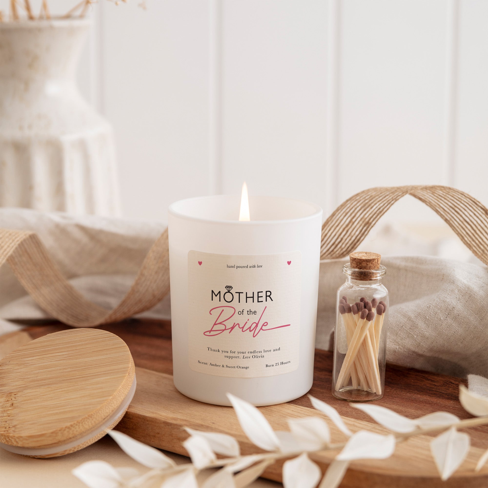 Bride Candle ウェディングメモリアル Mother of the Bride Candle with Gift Box | Personalized Wedding