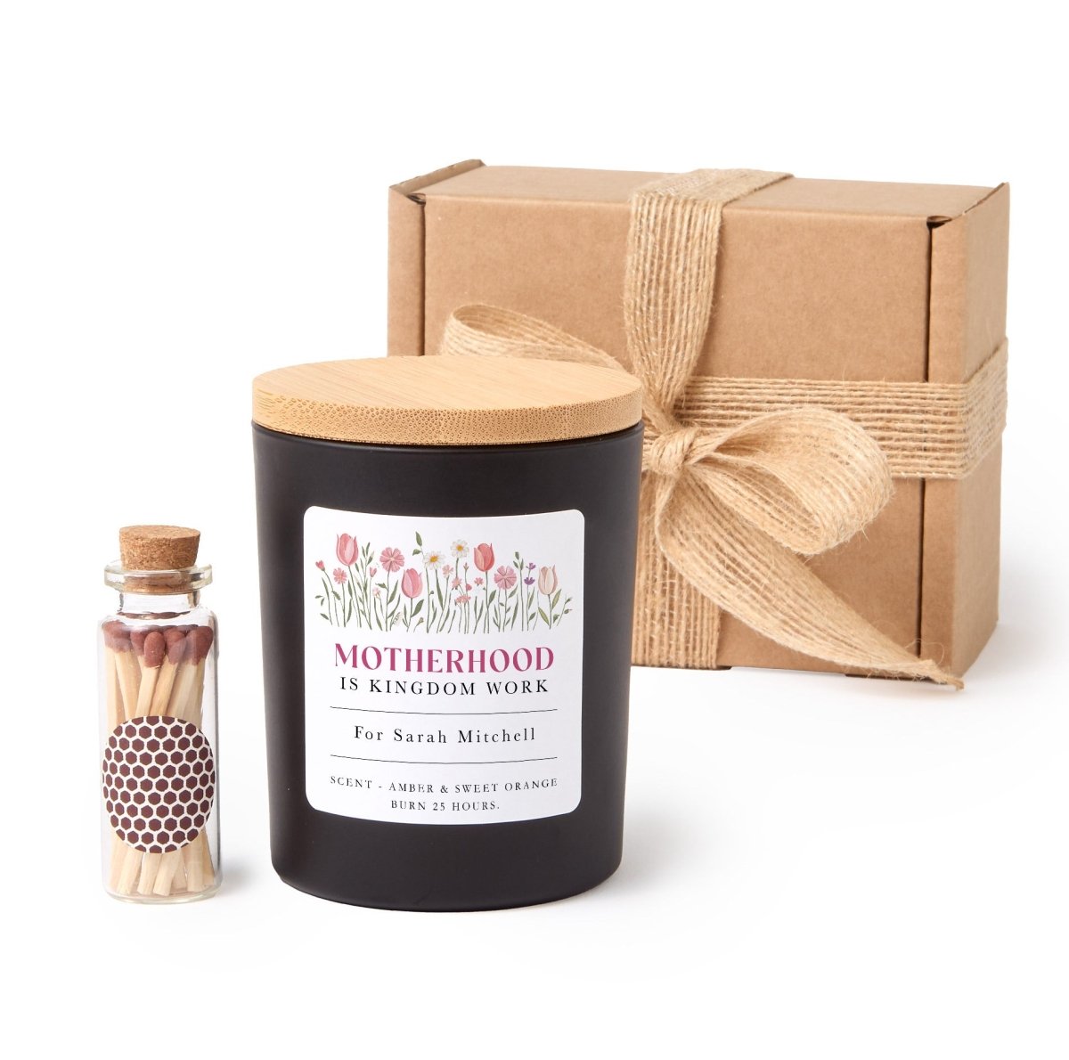 Motherhood Is Kingdom Work Candle, Personalized Mom Gift, Christian Mother’s Day Present With Gift Box
