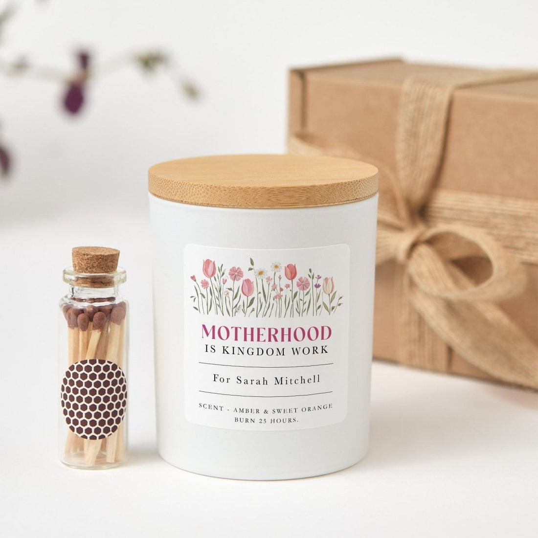 Motherhood Is Kingdom Work Candle, Personalized Mom Gift, Christian Mother’s Day Present With Gift Box