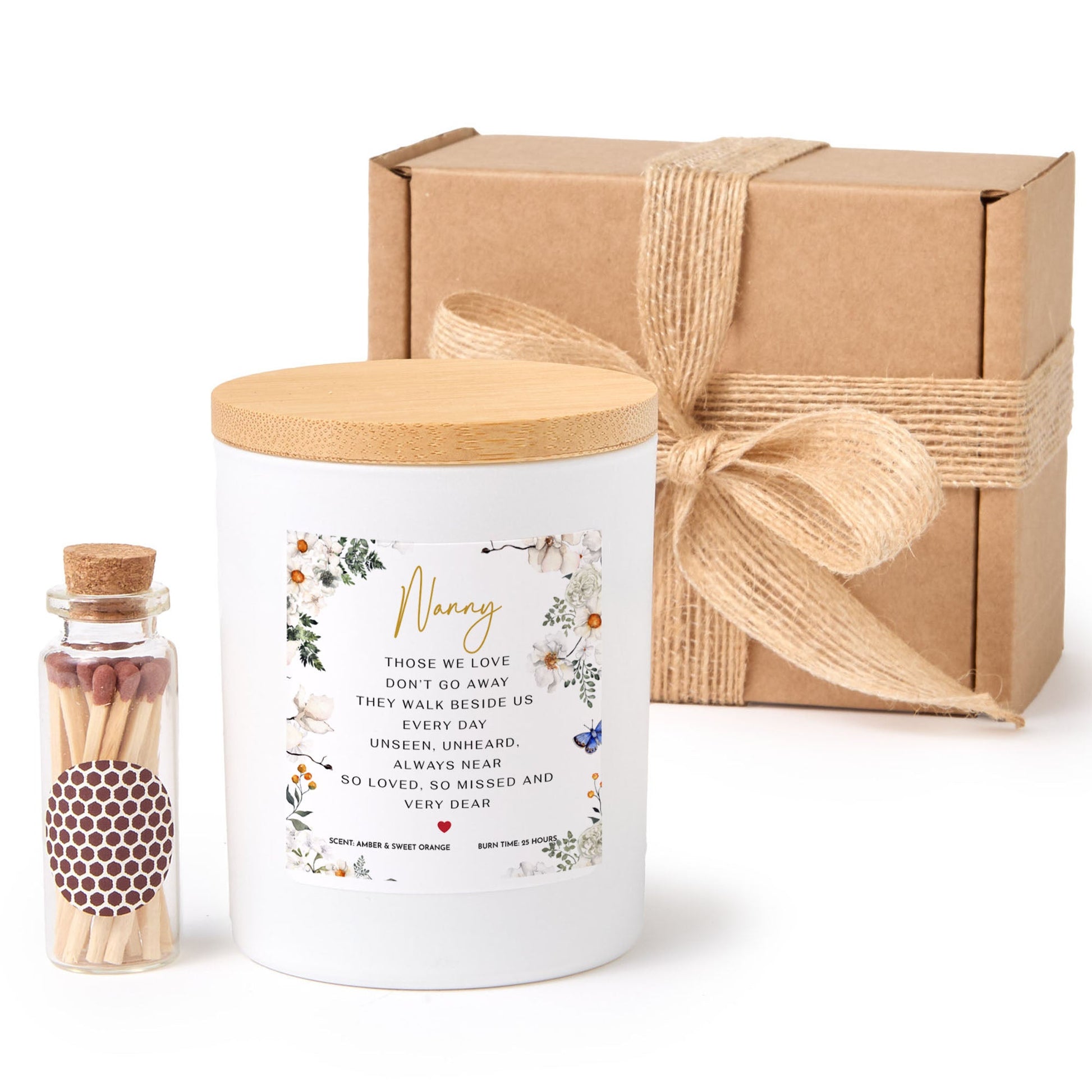 Nanny Memorial Remembrance Gift | Soy Wax Candle with Gift Box, Matches & Comforting Scent