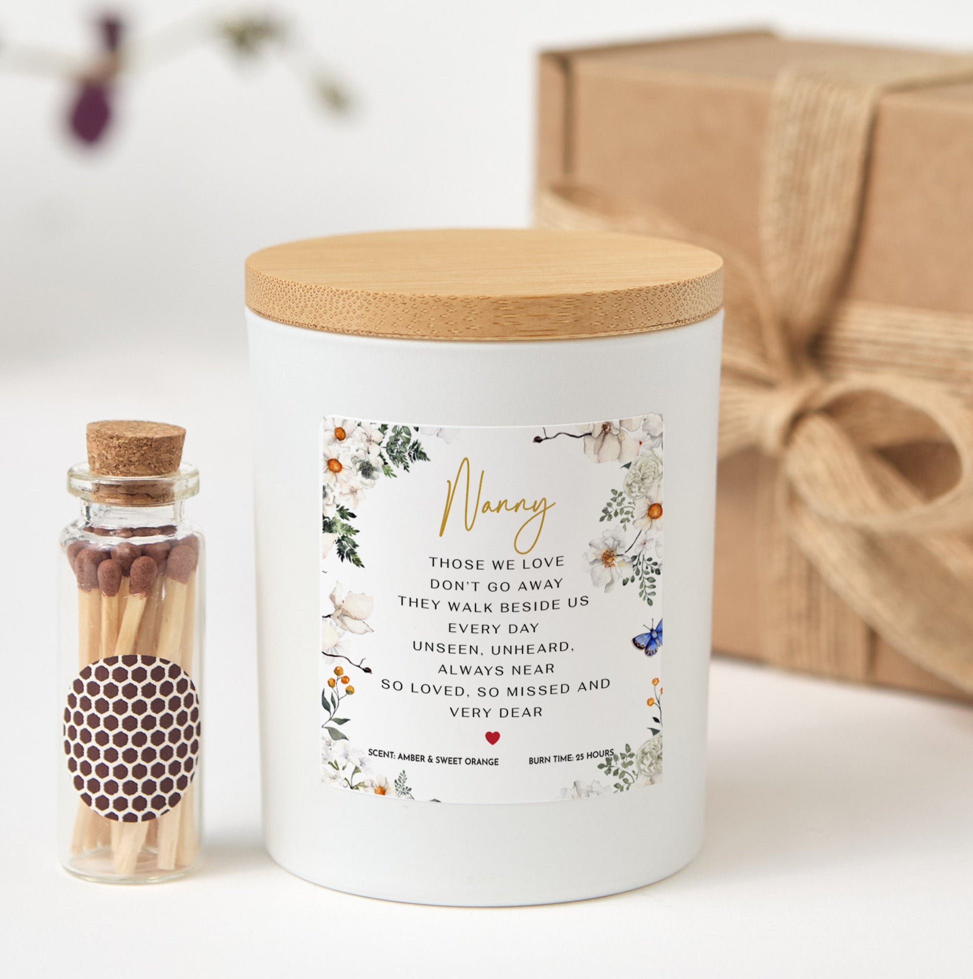 Nanny Memorial Remembrance Gift | Soy Wax Candle with Gift Box, Matches & Comforting Scent