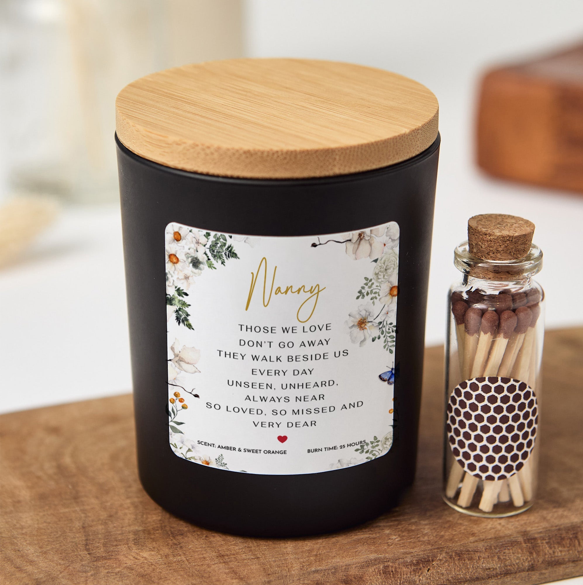 Nanny Memorial Remembrance Gift | Soy Wax Candle with Gift Box, Matches & Comforting Scent