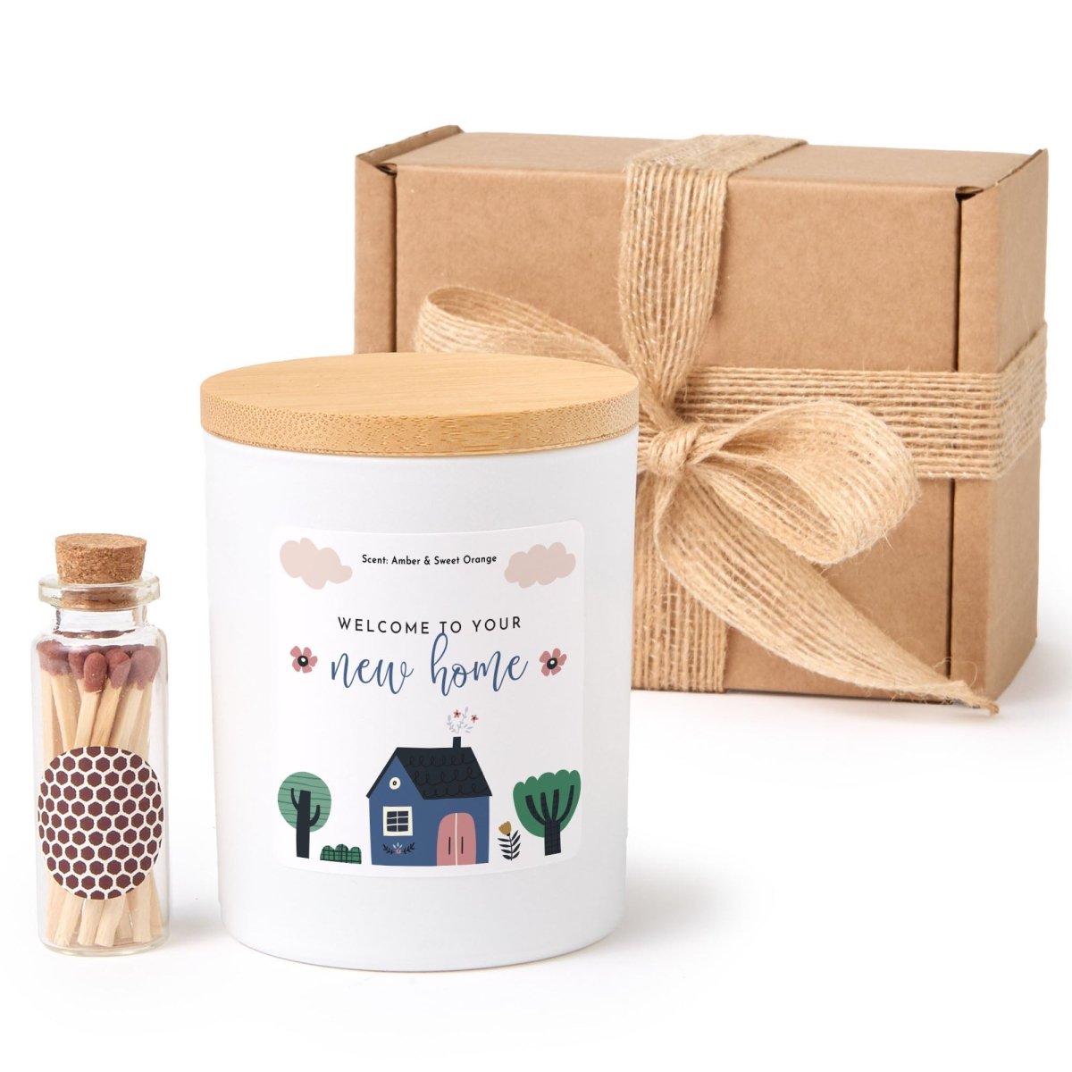 New Home Candle Gift, Personalized Housewarming Soy Candle for Couple Friend or Family, Comes with Matches