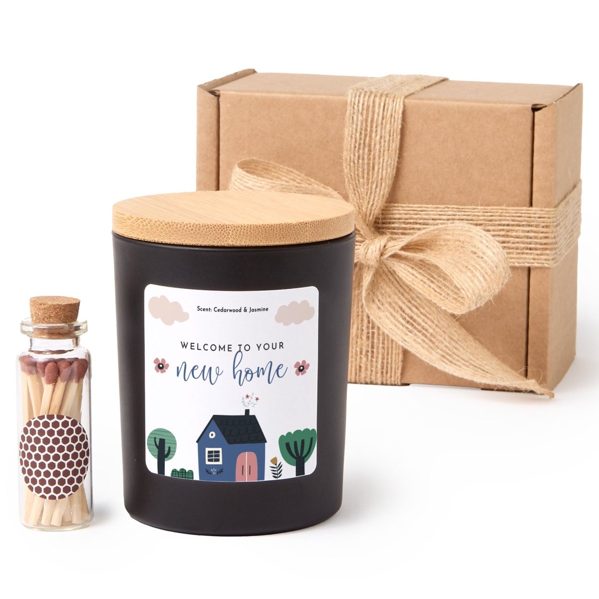 New Home Candle Gift, Personalized Housewarming Soy Candle for Couple Friend or Family, Comes with Matches