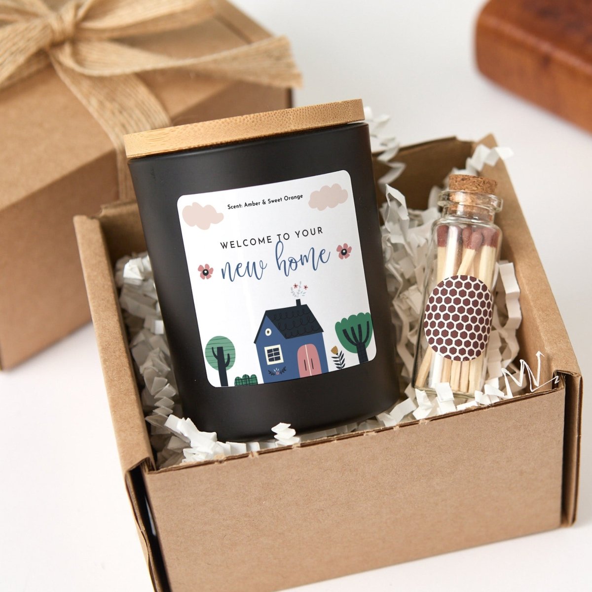 New Home Candle Gift, Personalized Housewarming Soy Candle for Couple Friend or Family, Comes with Matches
