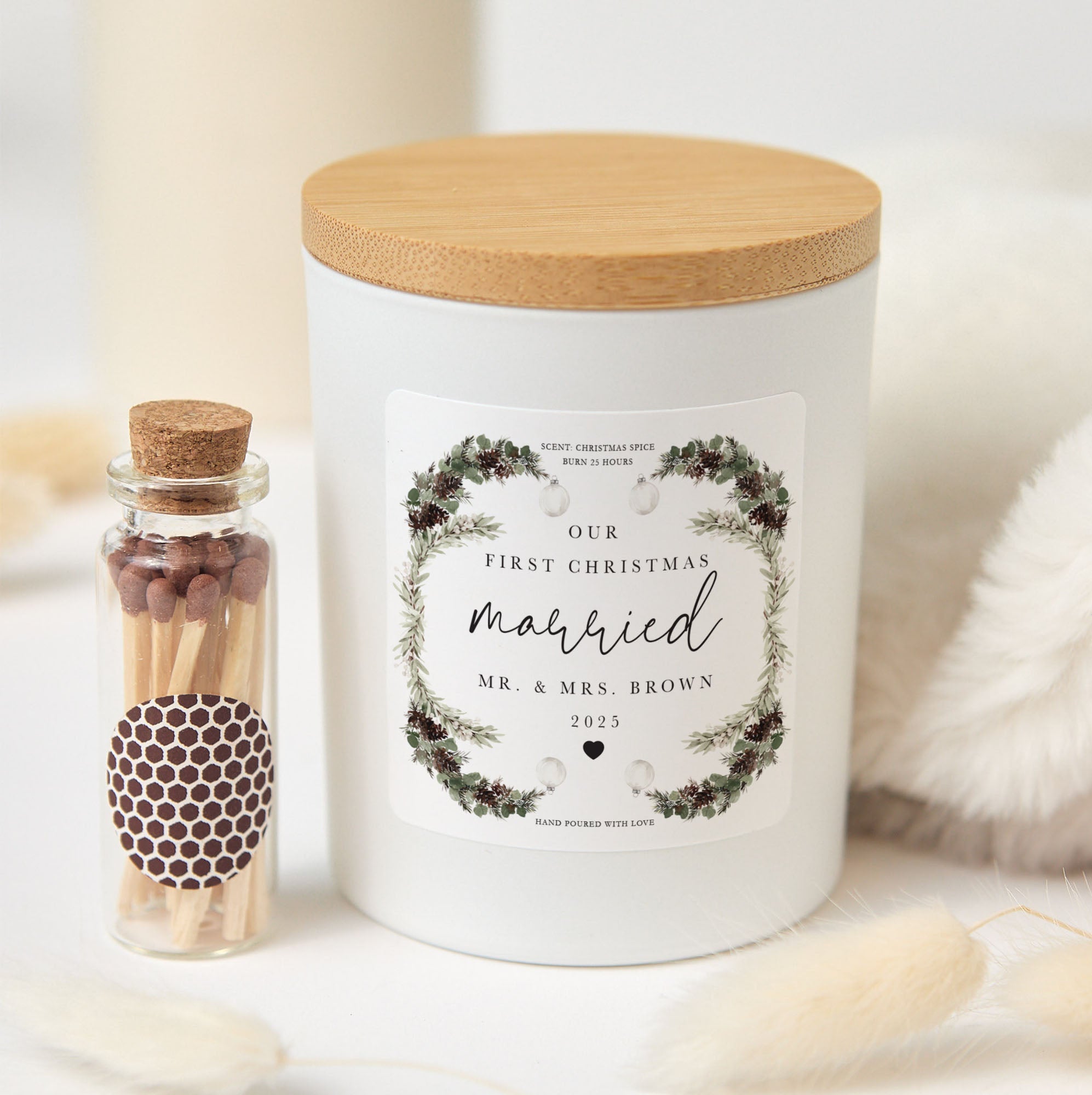 Our First Christmas Married Candle | Personalized Couple Gift | Scented Xmas Candles