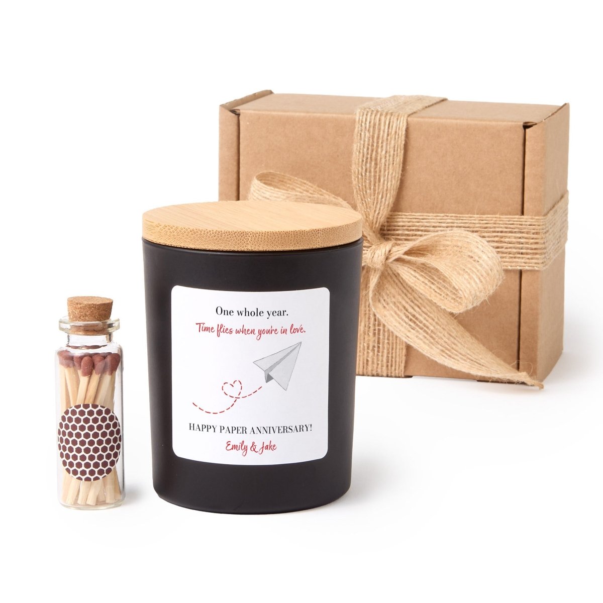 Paper Anniversary Candle for Couples, One Whole Year Romantic Keepsake with Gift Box and Wooden Matches