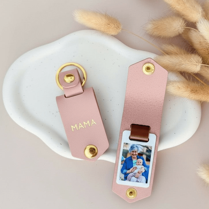 Personalised Photo Keyring for Mama, Mother's day Birthday Christmas Gift for Her. PU Leather Keychain