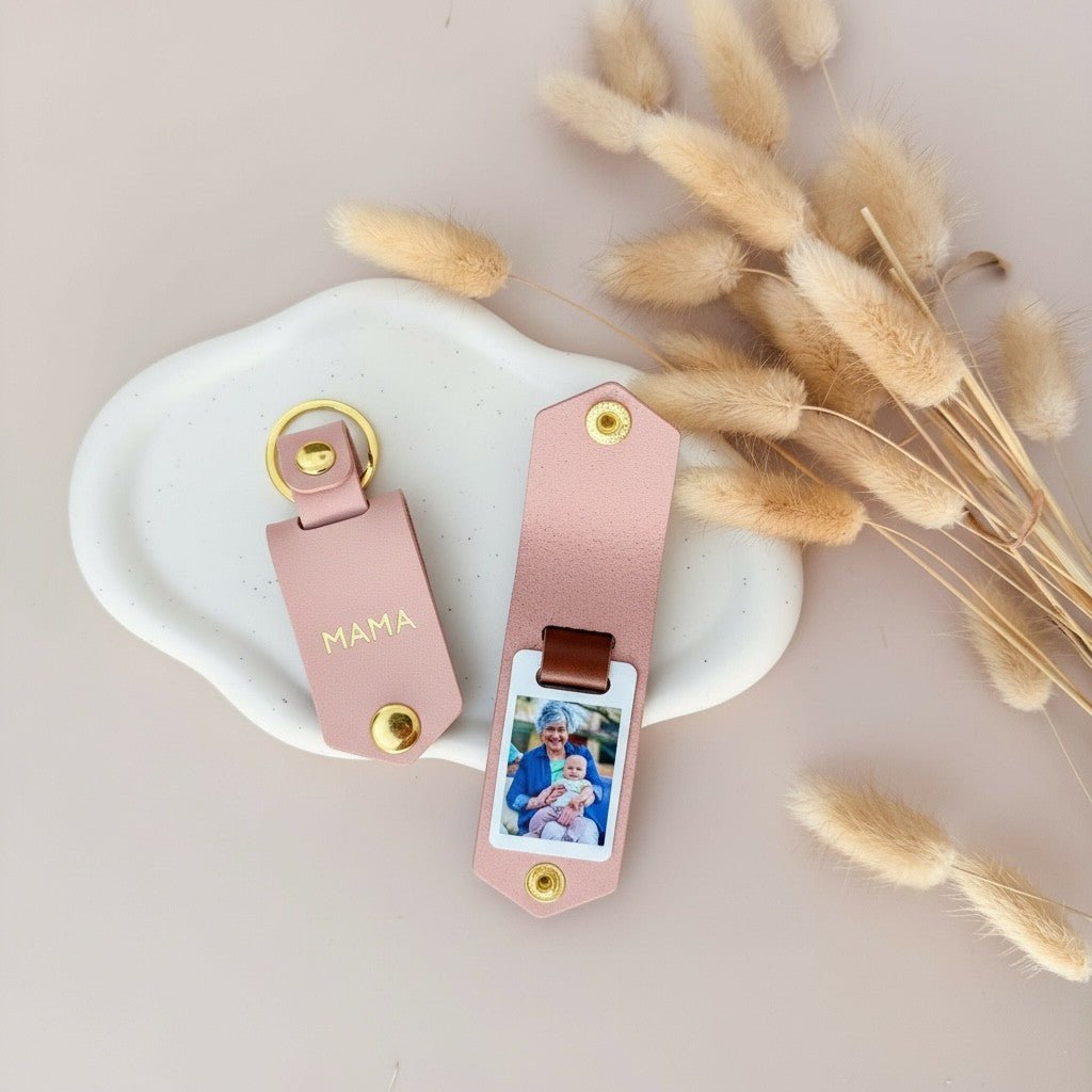 Personalised Photo Keyring for Mama, Mother's day Birthday Christmas Gift for Her. PU Leather Keychain