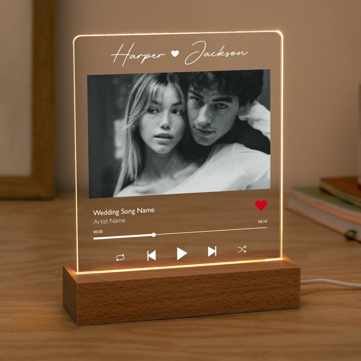 Personalised Photo LED Night Light, Custom Spotify Style Lamp, Wedding Song Light, Anniversary Gift for Couple