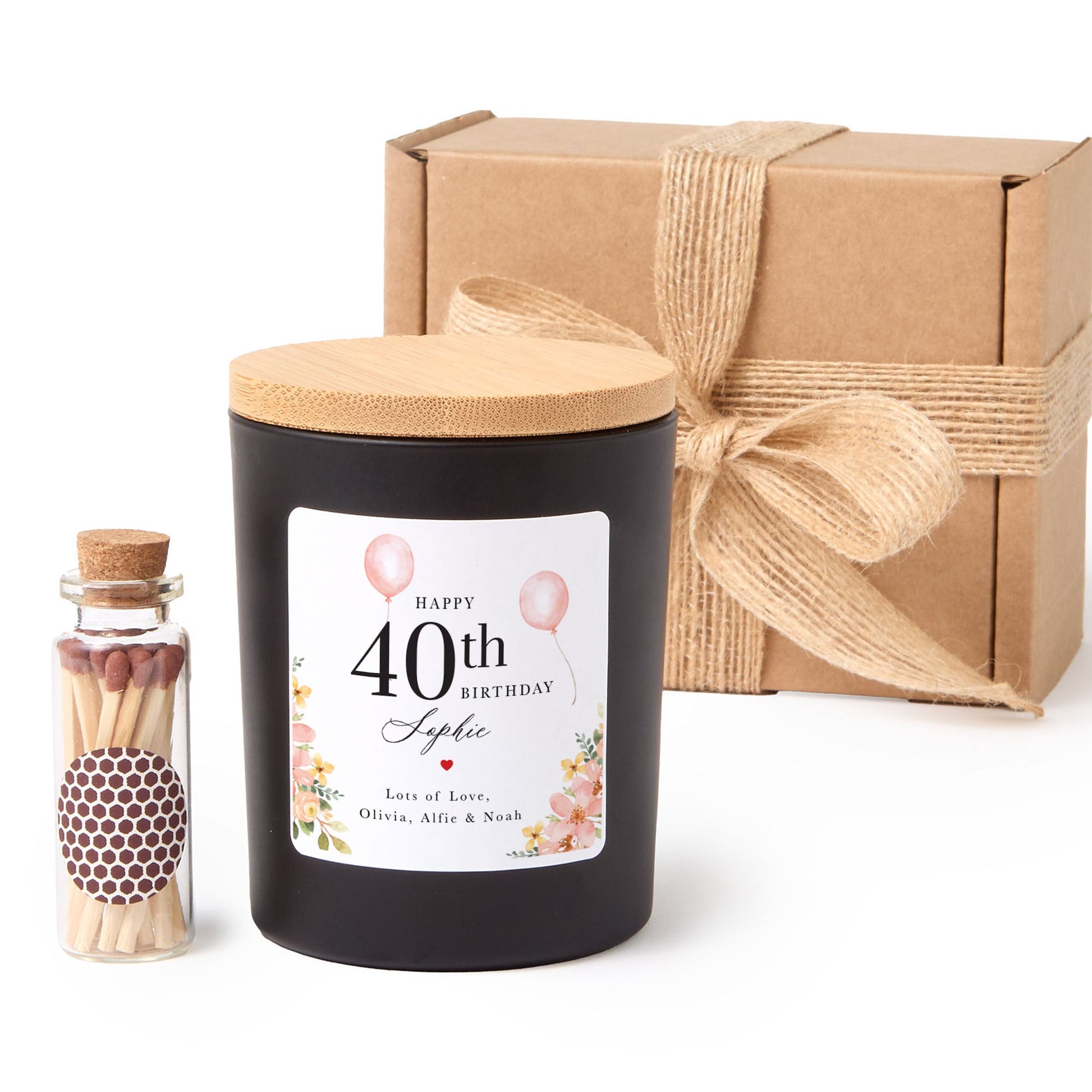 Personalized 30th 40th 50th 60th 90th Birthday Candle Gift | Custom Milestone Birthday Keepsake for Her | Unique Candle Gift with Box & Matches