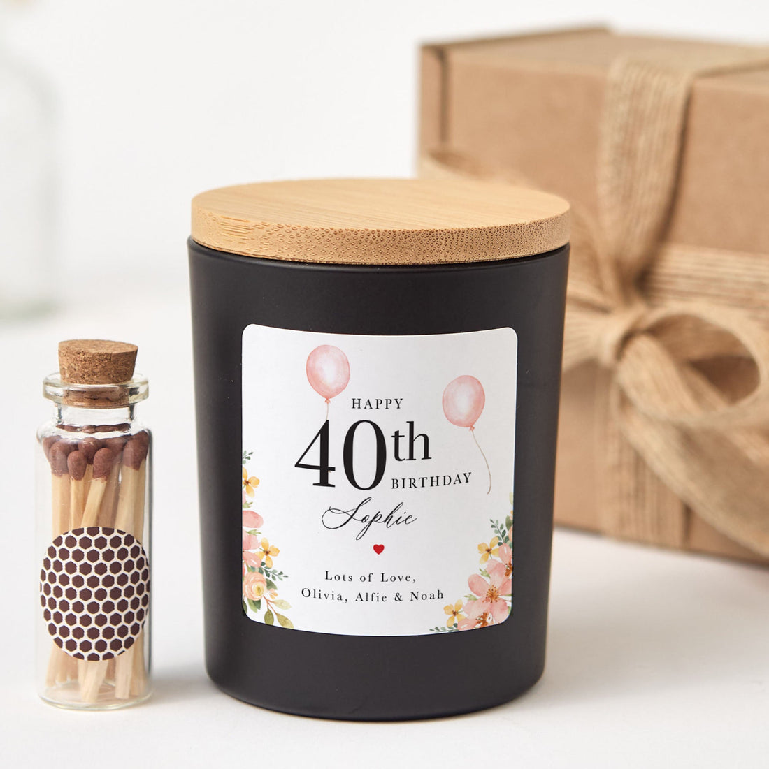 Personalized 30th 40th 50th 60th 90th Birthday Candle Gift | Custom Milestone Birthday Keepsake for Her | Unique Candle Gift with Box & Matches
