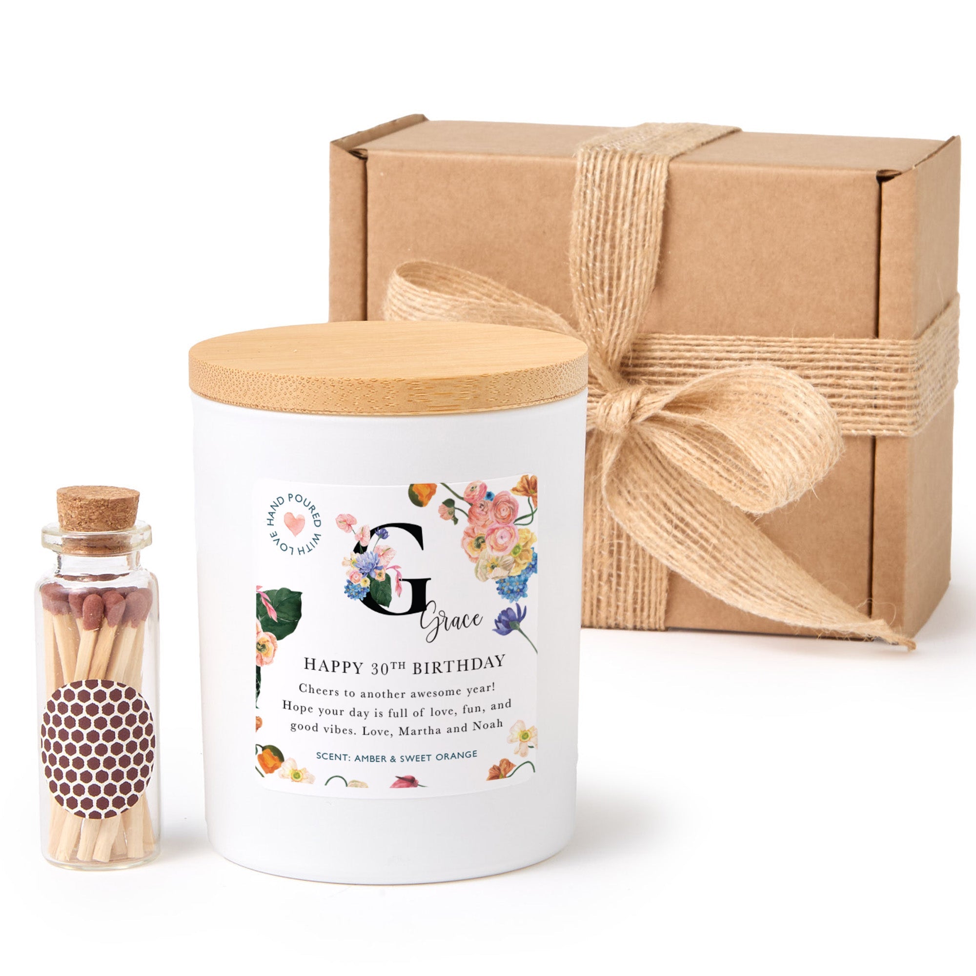 Personalized 30th Birthday Candle | Any Age Custom Birthday Gift for Her with Box & Matches | Milestone Keepsake Candle