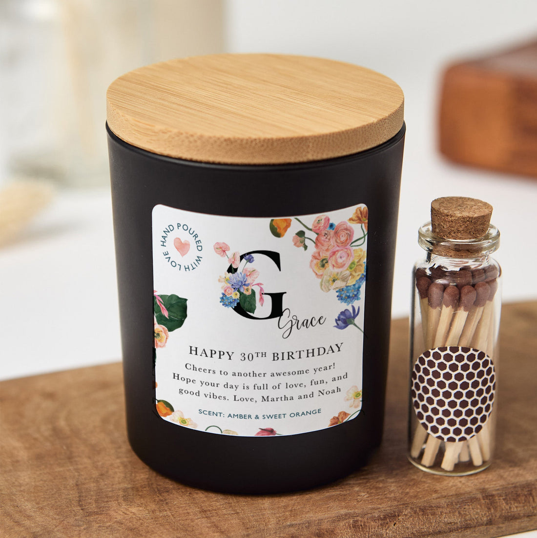 Personalized 30th Birthday Candle | Any Age Custom Birthday Gift for Her with Box & Matches | Milestone Keepsake Candle