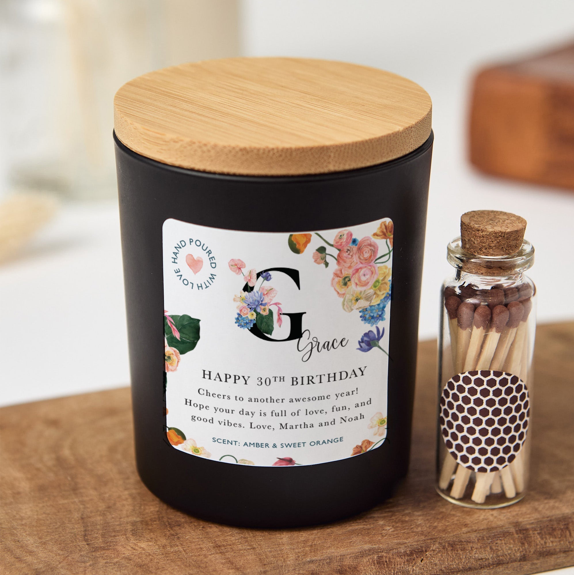 Personalized 30th Birthday Candle | Any Age Custom Birthday Gift for Her with Box & Matches | Milestone Keepsake Candle