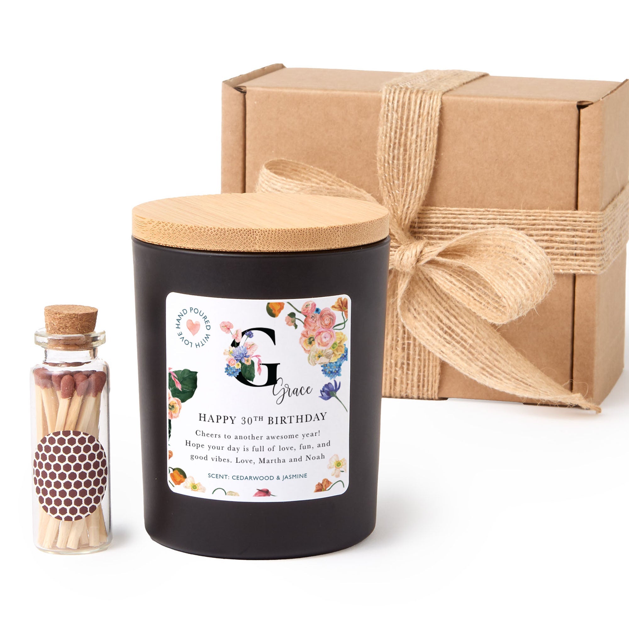 Personalized 30th Birthday Candle | Any Age Custom Birthday Gift for Her with Box & Matches | Milestone Keepsake Candle