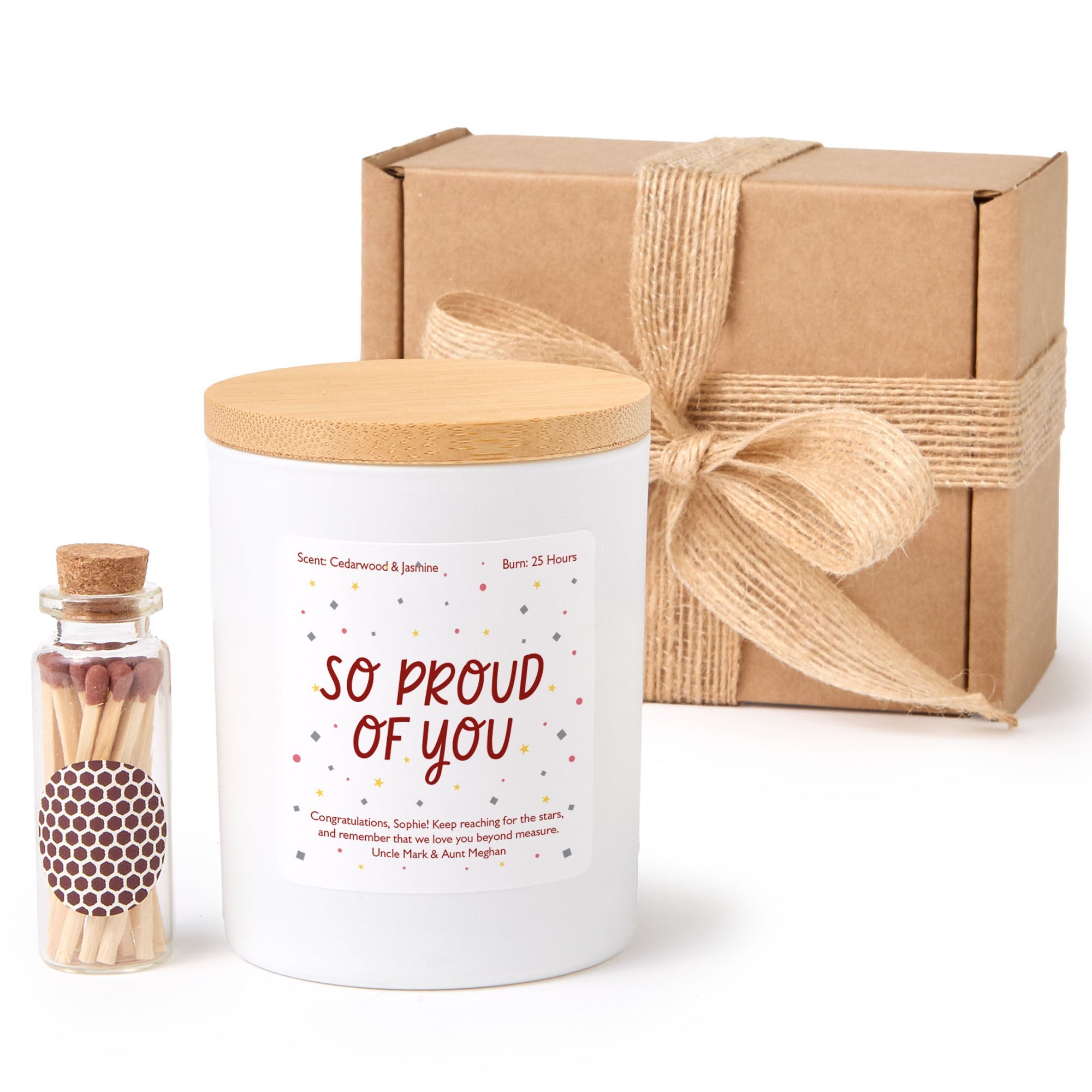 Personalized Congratulations Candle, Proud of You Gift for Graduate or Student, Meaningful Message Keepsake
