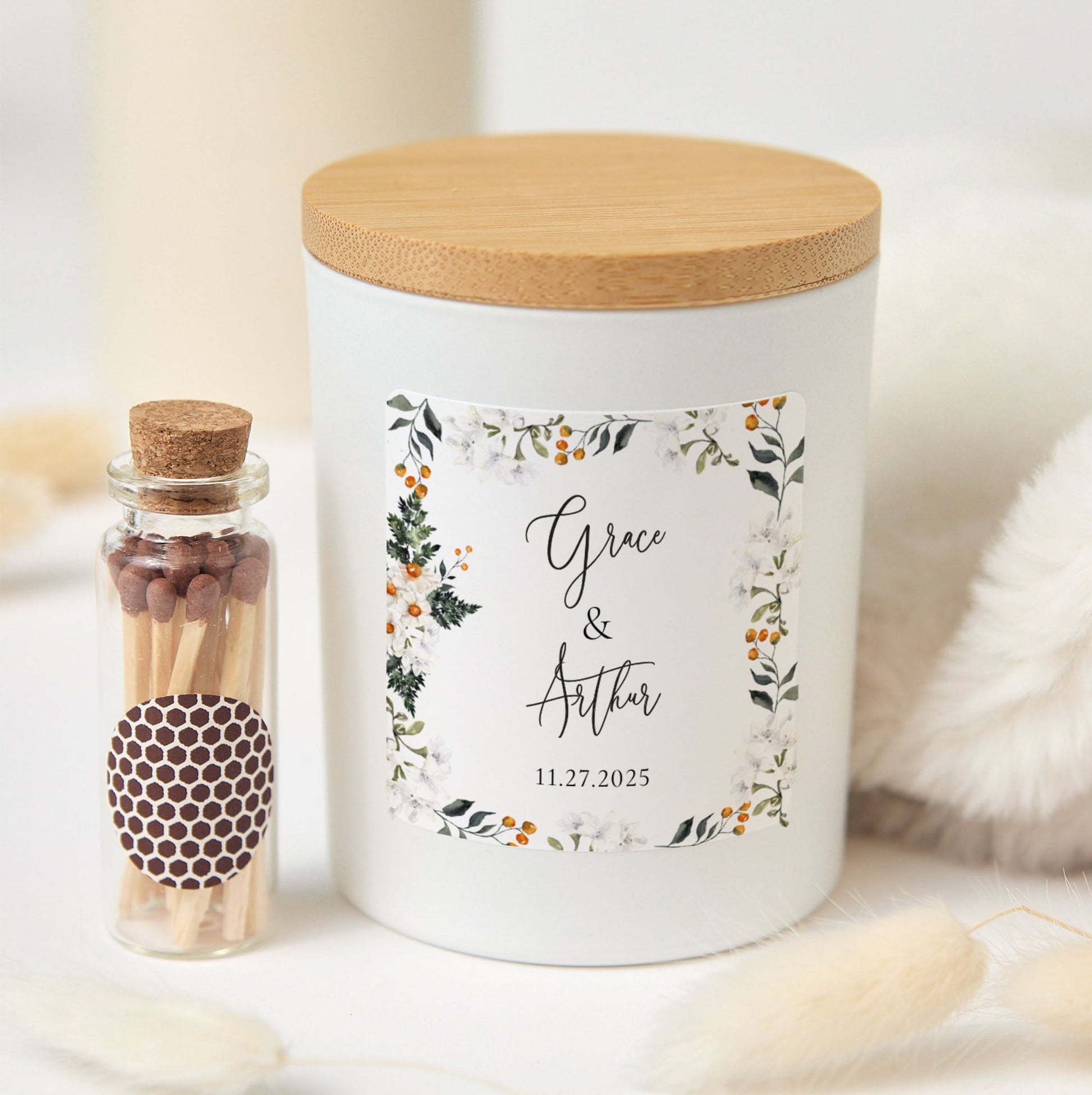 Personalized Couple Candle | Custom Soy Wax Candle with Names & Date | Romantic Gift for Anniversary or Wedding