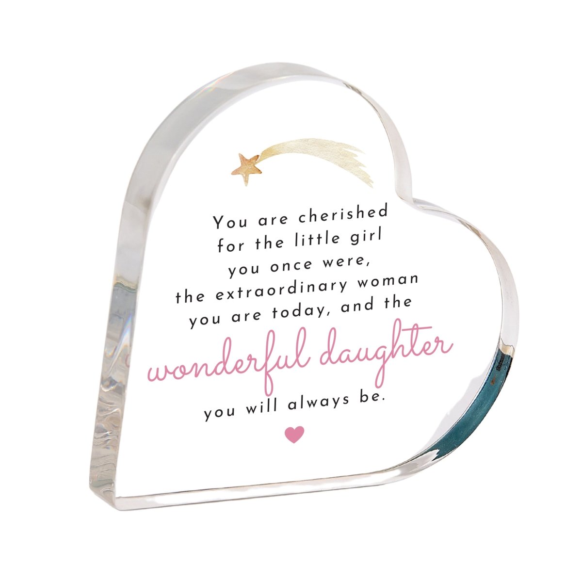 Personalized Daughter Acrylic Plaque, Heart Keepsake Gift with Inspirational Message for Her