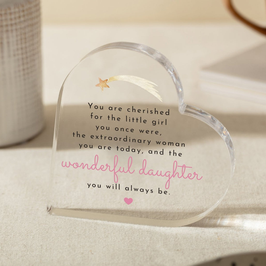 Personalized Daughter Acrylic Plaque, Heart Keepsake Gift with Inspirational Message for Her