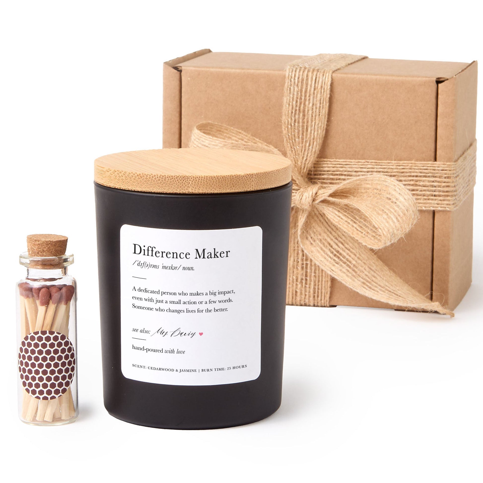 Personalized Difference Maker Candle Gift Box | Free Gift Box with Matches | Appreciation Gift for Teachers Colleagues Friends