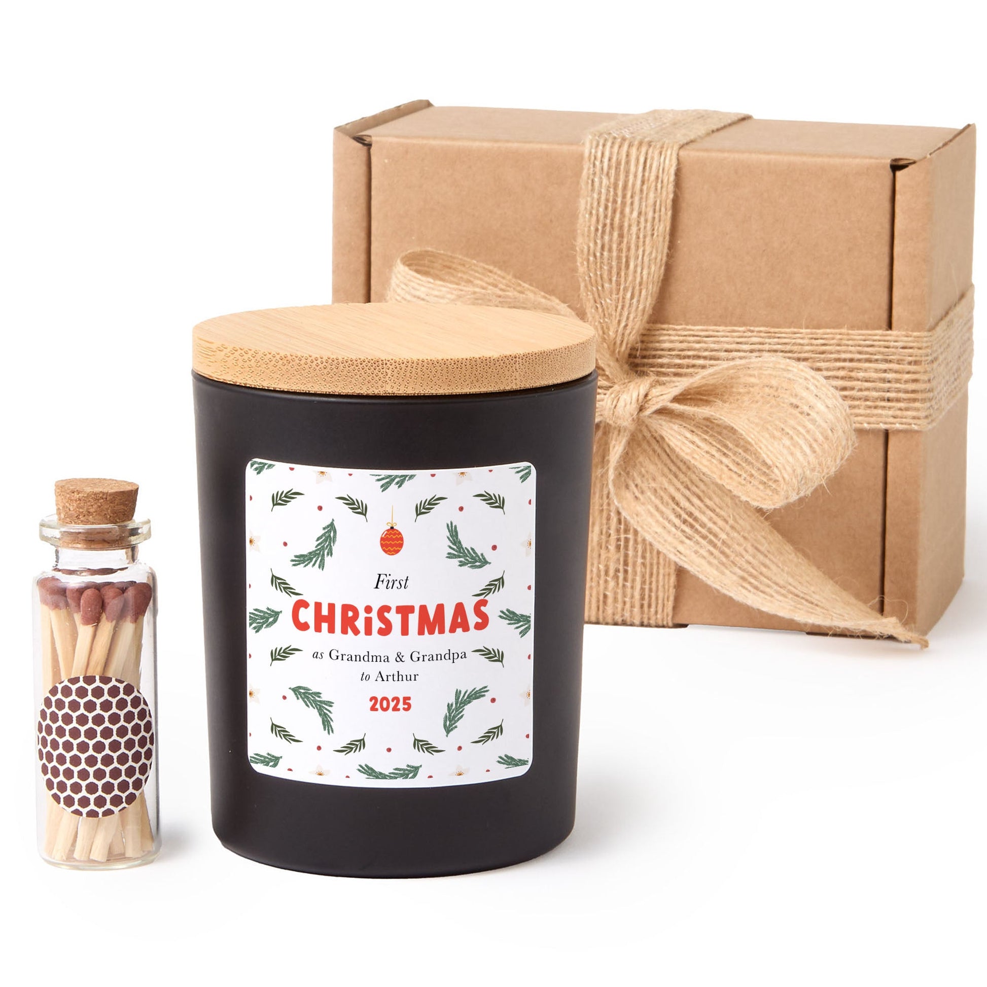 Personalized First Christmas Candle for Grandparents | Grandma & Grandad Keepsake Candle Gift Box