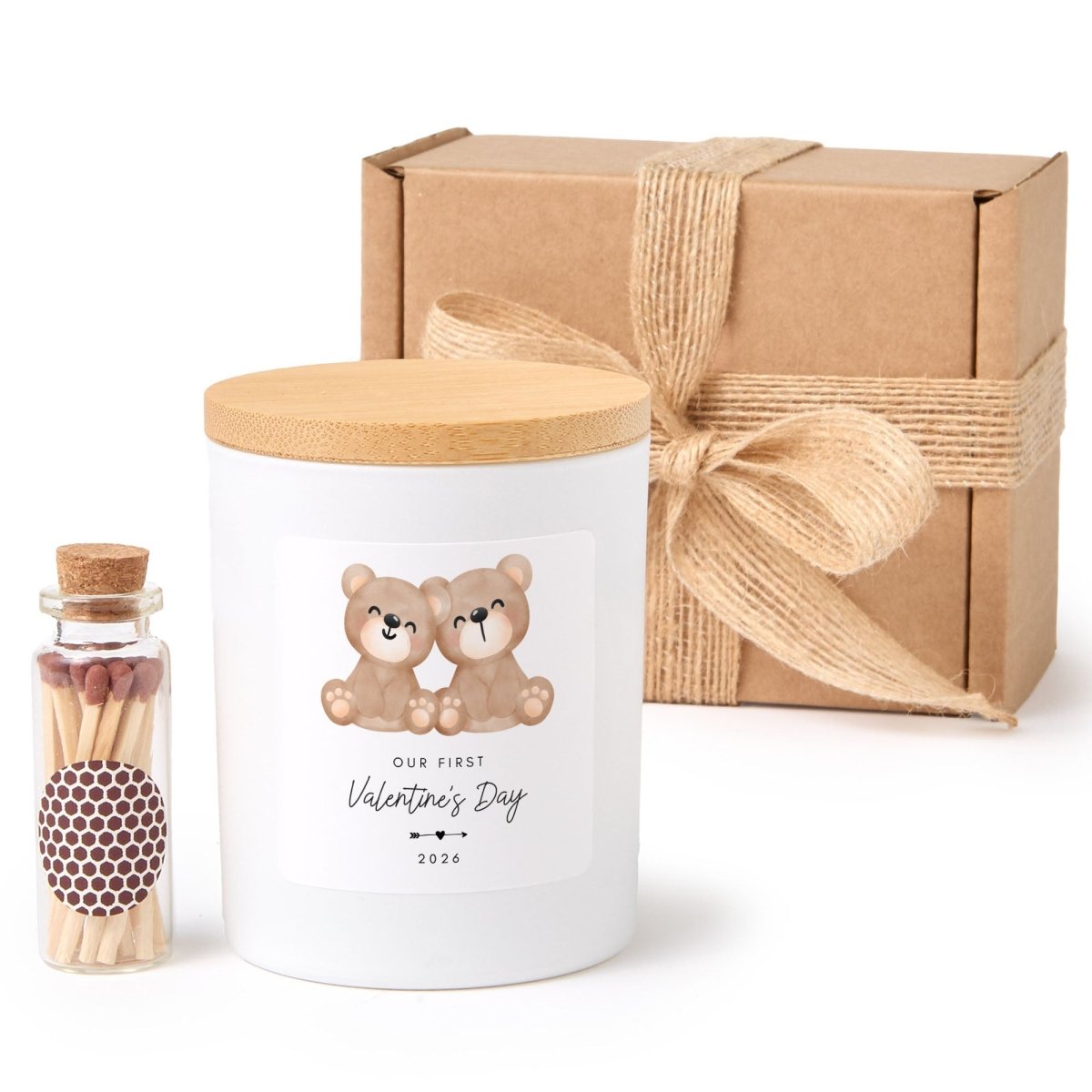 Personalized First Valentine’s Day Couple Gift, Scented Candle Cute Bear Design Keepsake