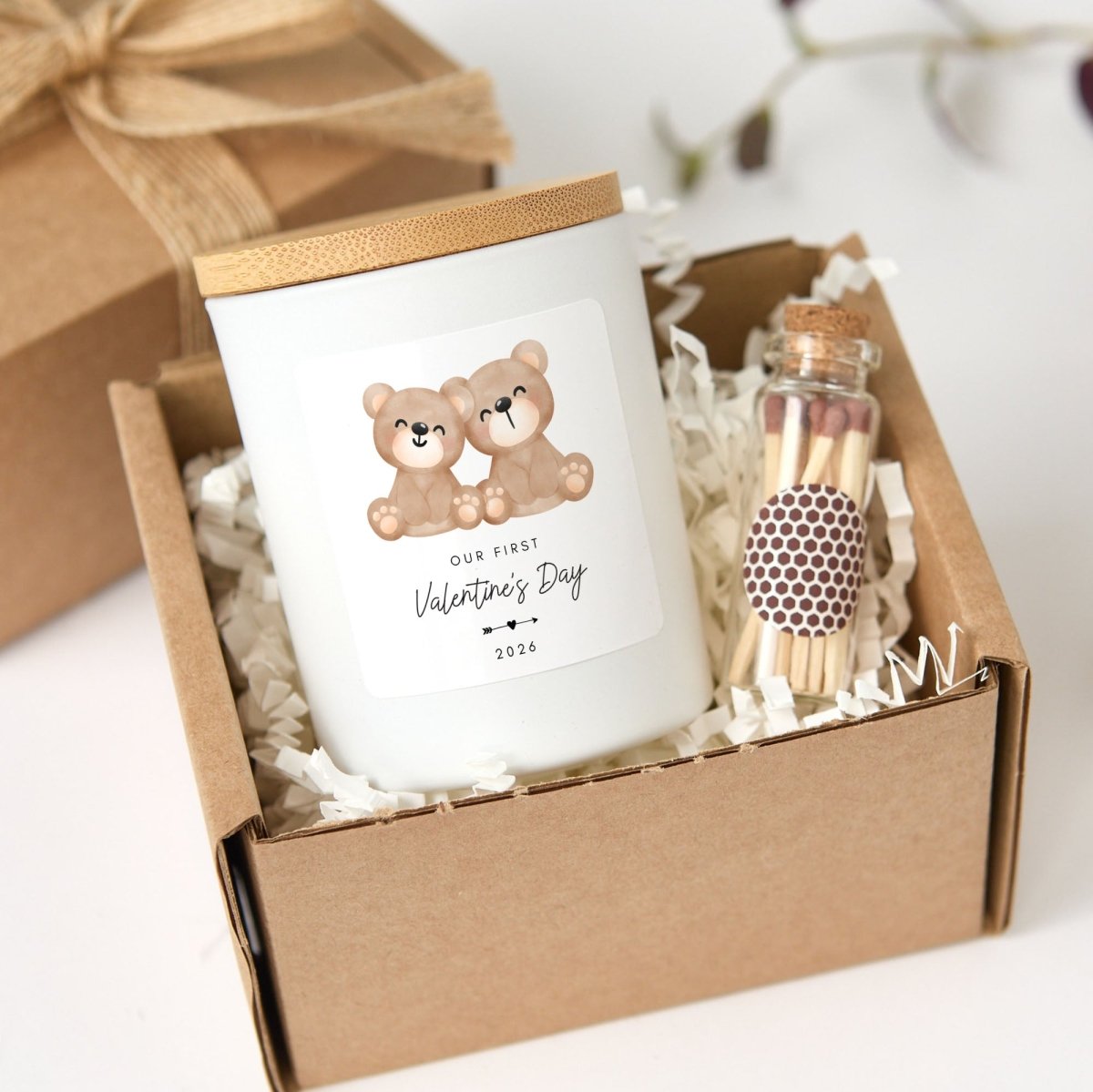 Personalized First Valentine’s Day Couple Gift, Scented Candle Cute Bear Design Keepsake