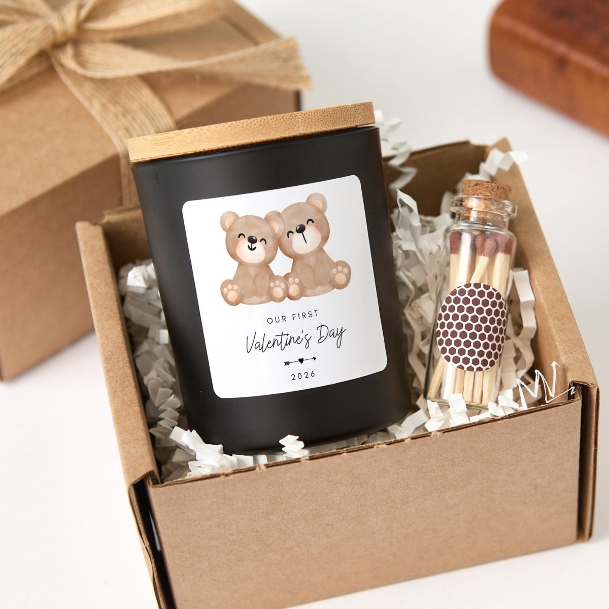 Personalized First Valentine’s Day Couple Gift, Scented Candle Cute Bear Design Keepsake