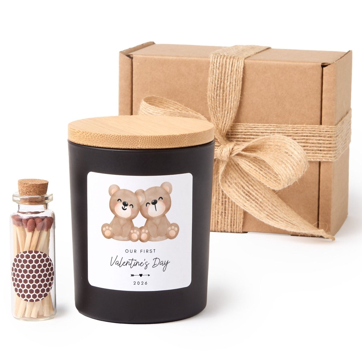 Personalized First Valentine’s Day Couple Gift, Scented Candle Cute Bear Design Keepsake