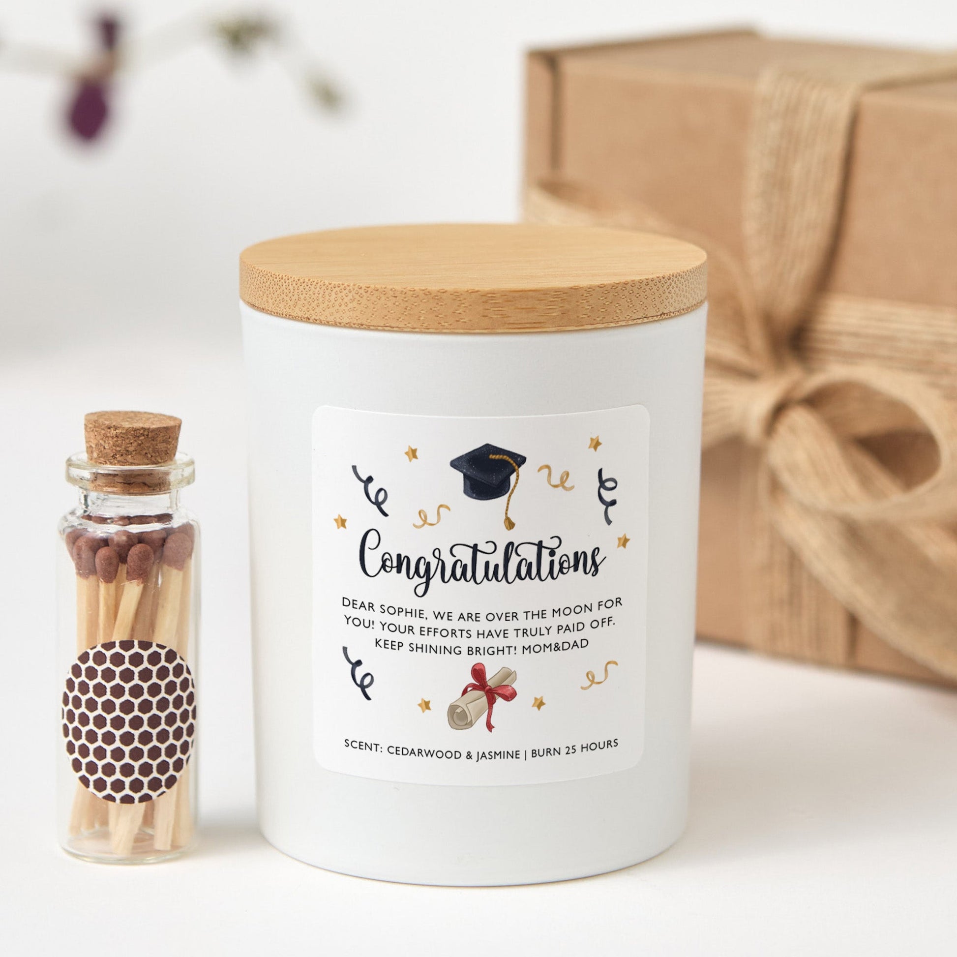 Personalized Graduation Scented Candle, Class of 2026 Gift for Graduate Daughter or Son, College Success Keepsak