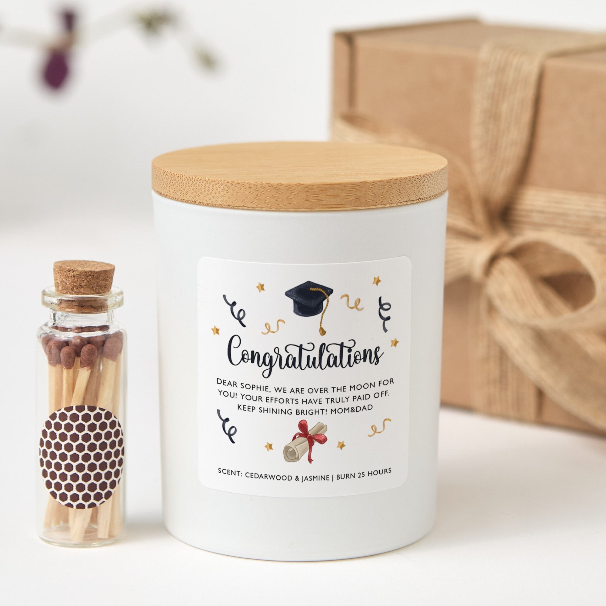 Personalized Graduation Scented Candle, Class of 2026 Gift for Graduate Daughter or Son, College Success Keepsak