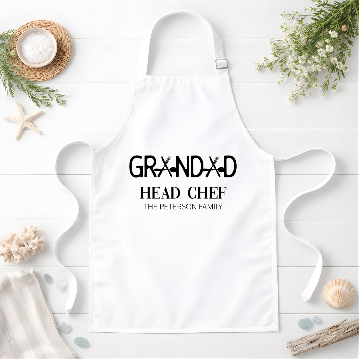 Personalized Grandad Head Chef Apron, Gift for Dad, Custom BBQ Cooking Apron, Father’s Day Present for Grandpa