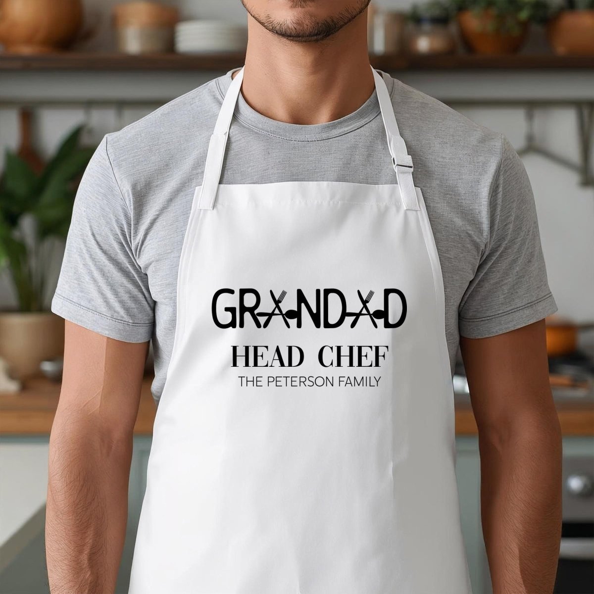 Personalized Grandad Head Chef Apron, Gift for Dad, Custom BBQ Cooking Apron, Father’s Day Present for Grandpa