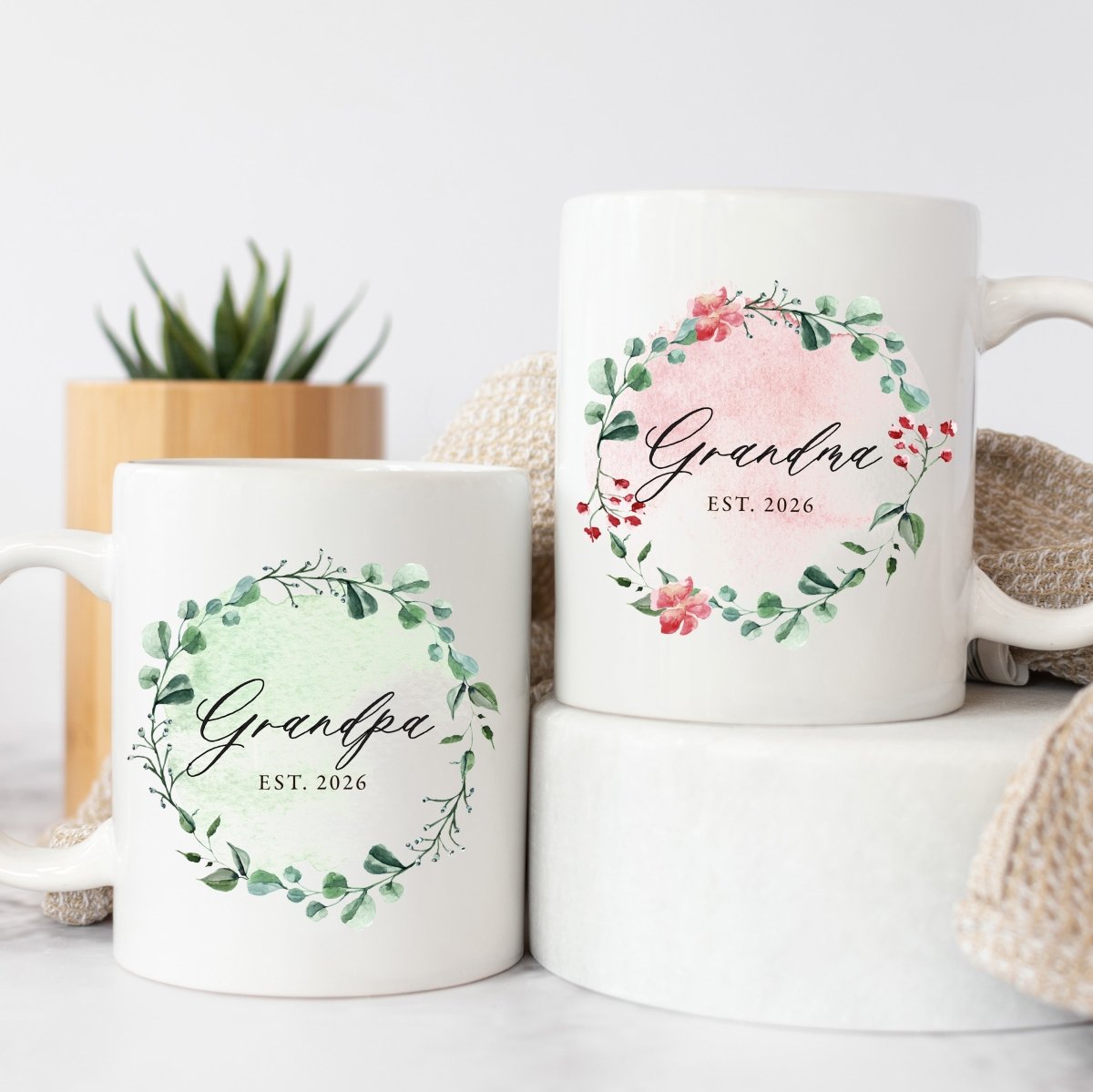 Personalized Grandma Grandpa Est Mug Custom Year Gift for New Grandparents Present