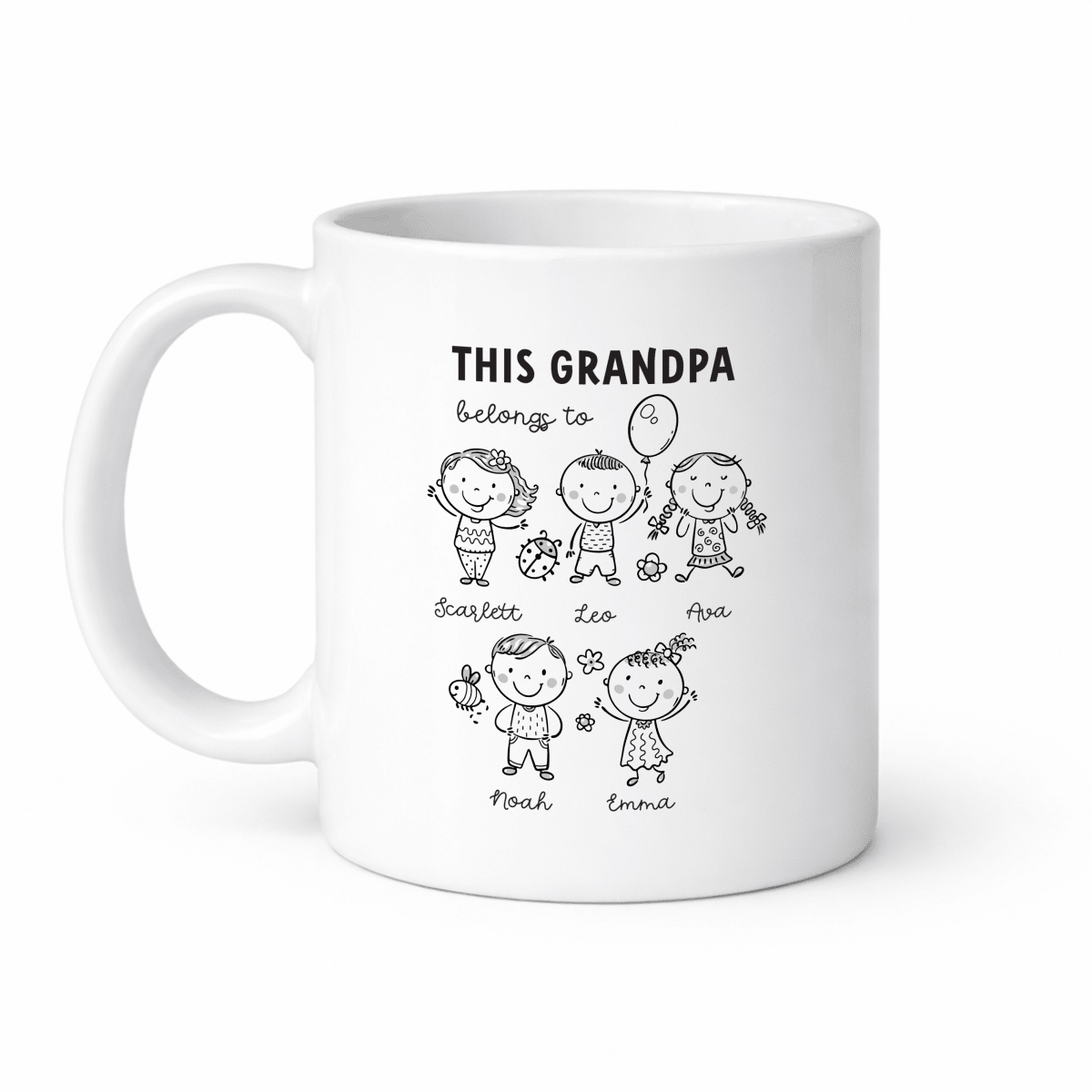 Personalized Grandpa Mug, This Grandpa Belongs To Mug with Kids Names, Custom Grandfather Gift for Childs