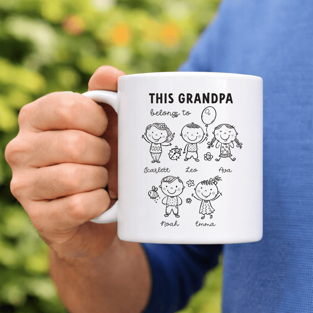 Personalized Grandpa Mug, This Grandpa Belongs To Mug with Kids Names, Custom Grandfather Gift for Childs