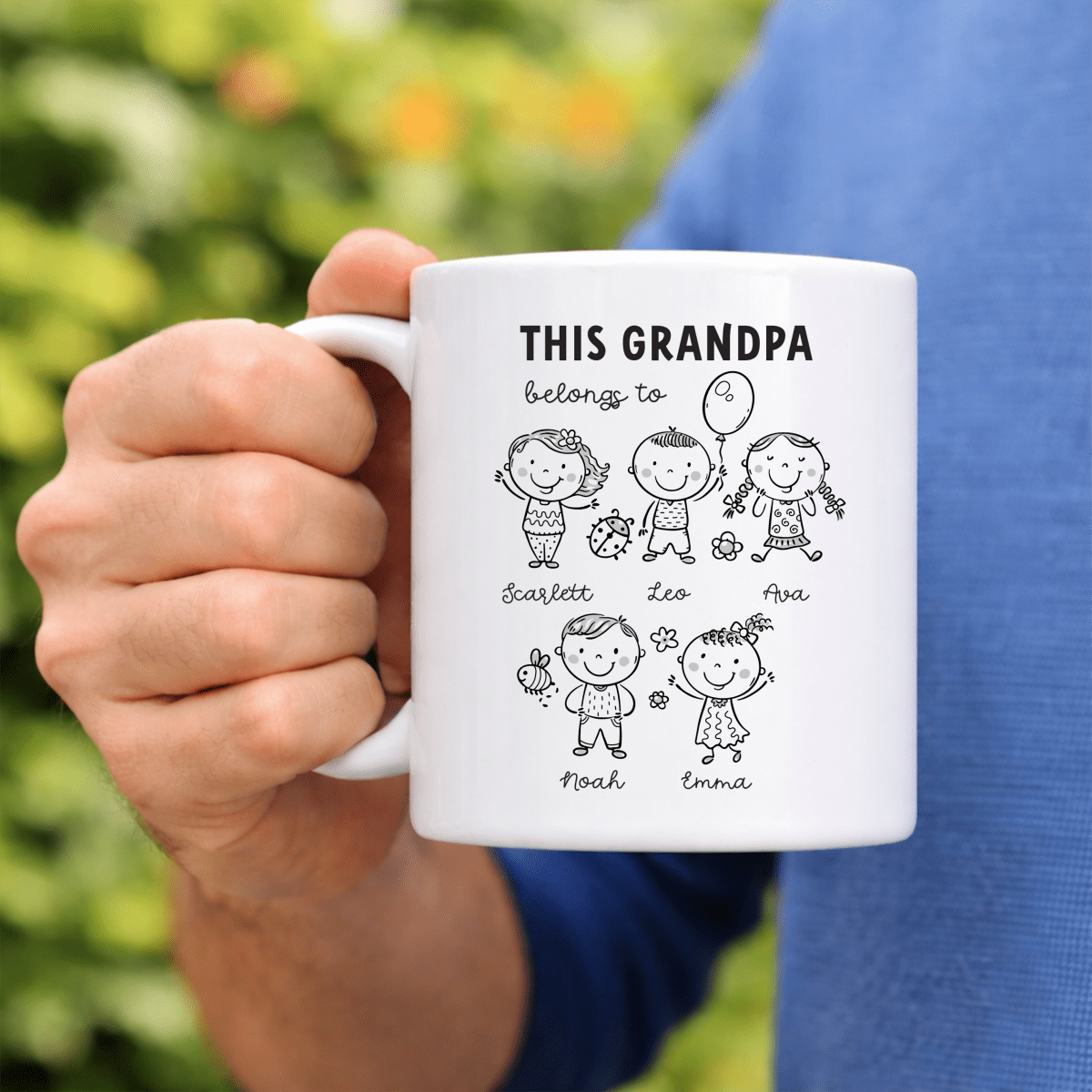Personalized Grandpa Mug, This Grandpa Belongs To Mug with Kids Names, Custom Grandfather Gift for Childs