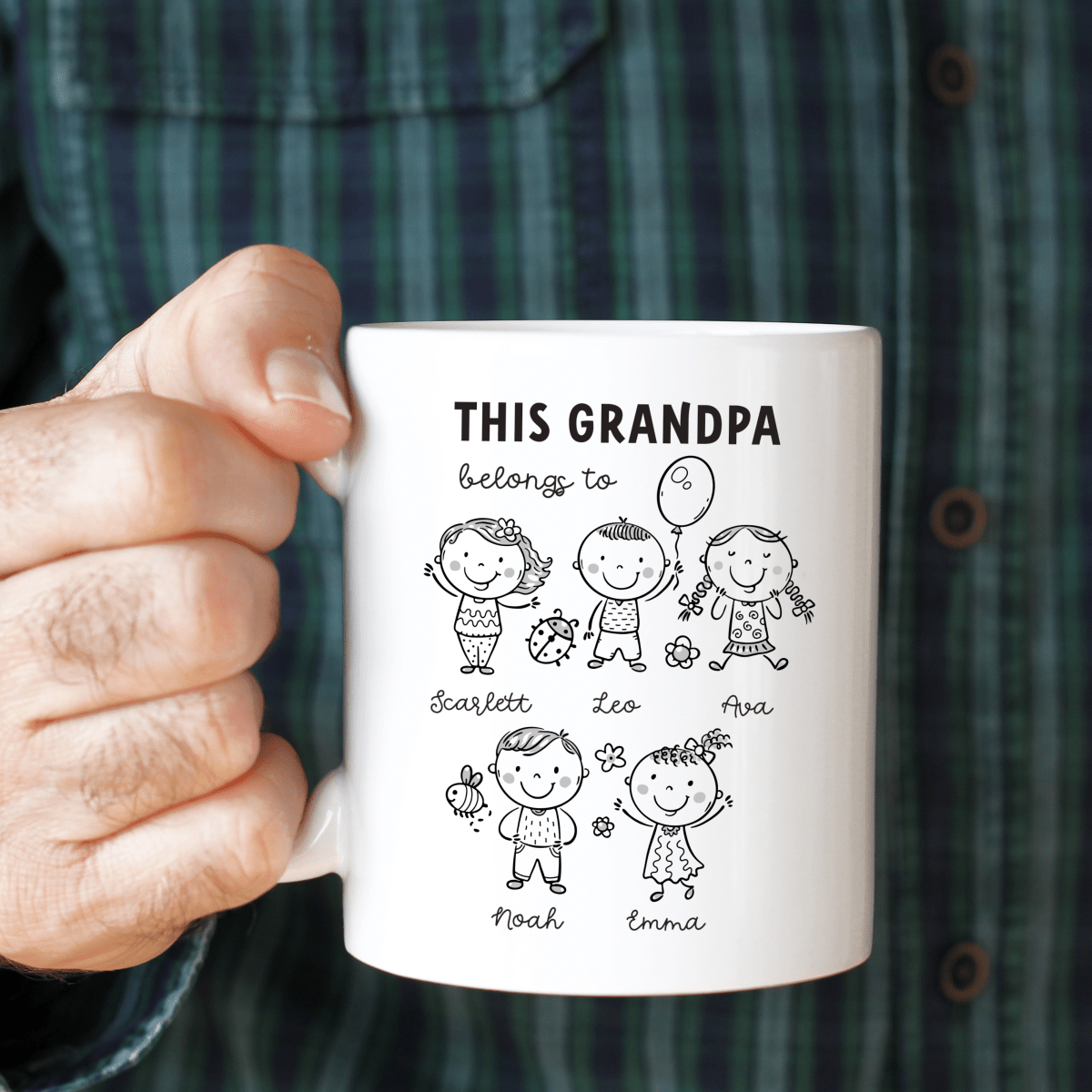 Personalized Grandpa Mug, This Grandpa Belongs To Mug with Kids Names, Custom Grandfather Gift for Childs