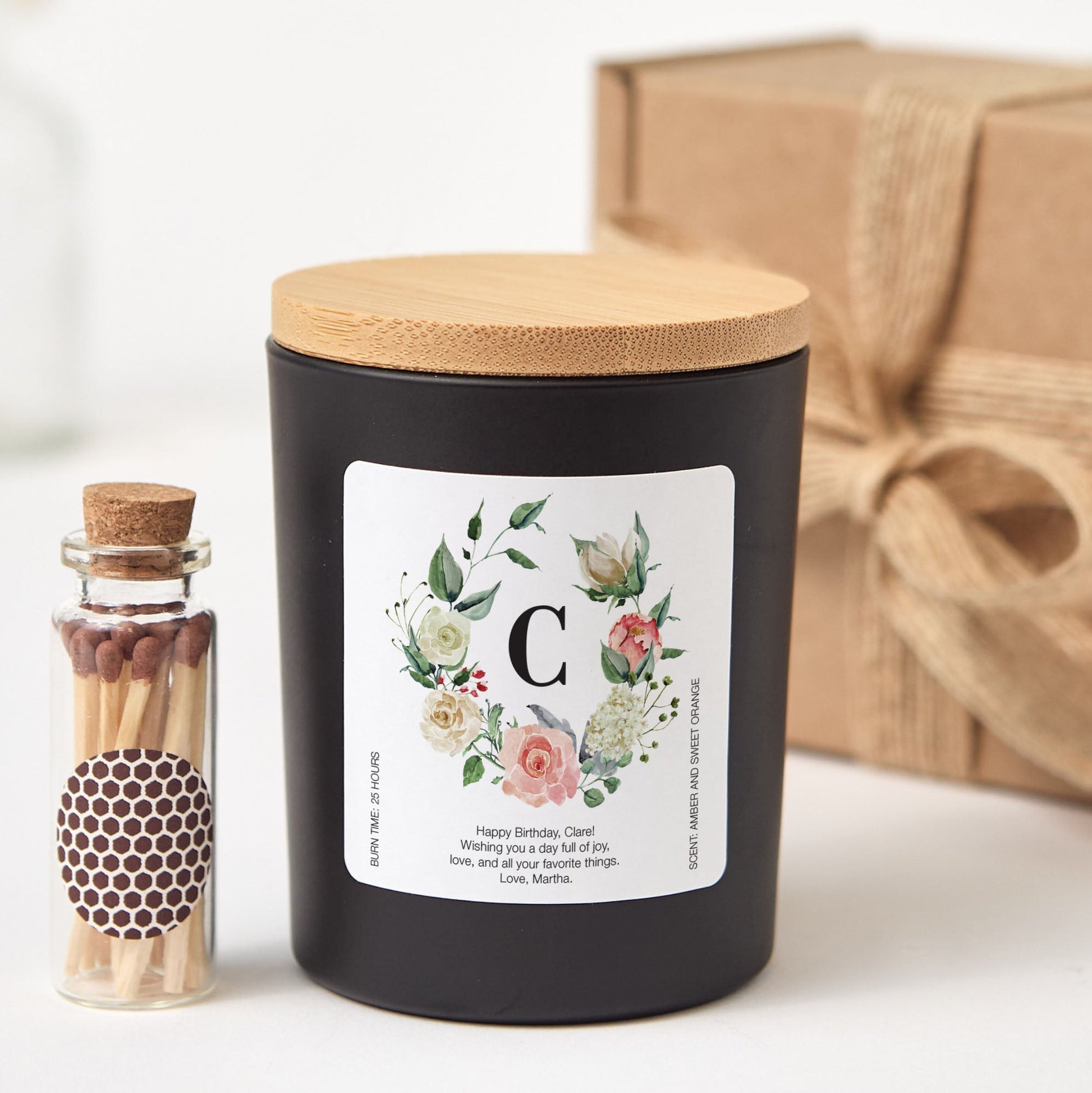 Personalized Initial Christmas Candle | Custom Letter Candle Gift with Matches | Holiday Keepsake Gift for Her, Him, Family or Friends