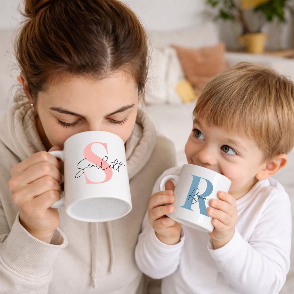 Personalized Initial Name Mug, Custom Letter Minimalist Coffee Mug Gift for Her or Him Birthday Present