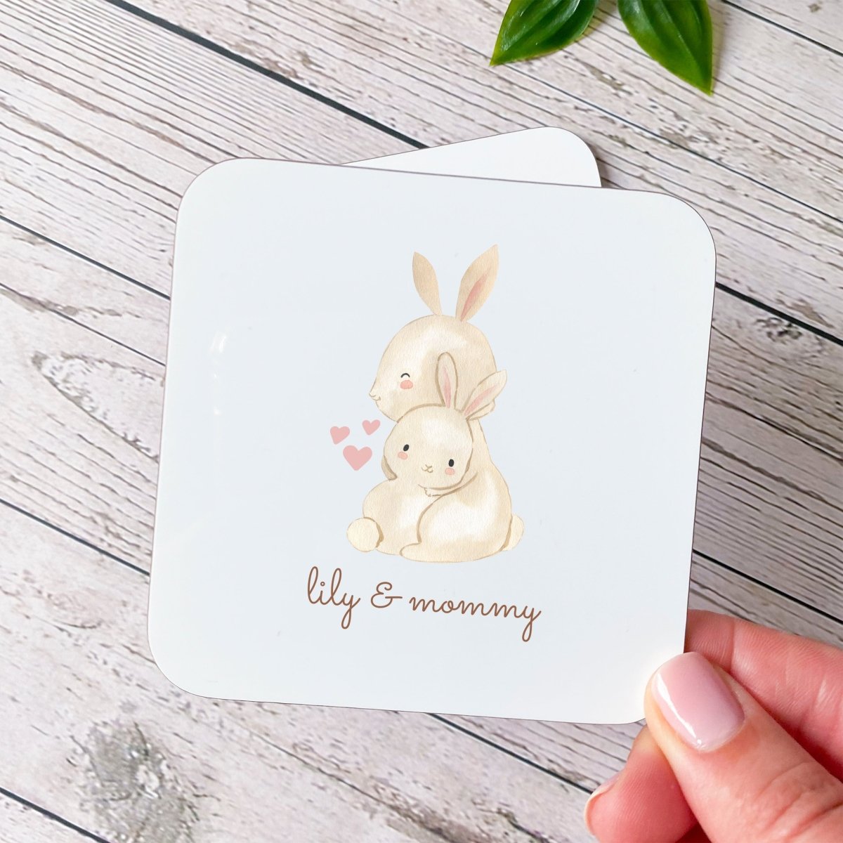 Personalized Mommy and Baby Mug Custom Names Mug Cute Bunny Design Mothers Gift 11oz