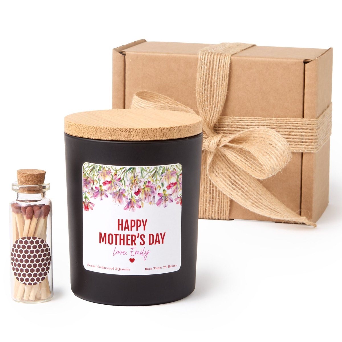 Personalized Mother’s Day Candle for Mom from Daughter | Custom Floral Soy Candle with Gift Box, Matches